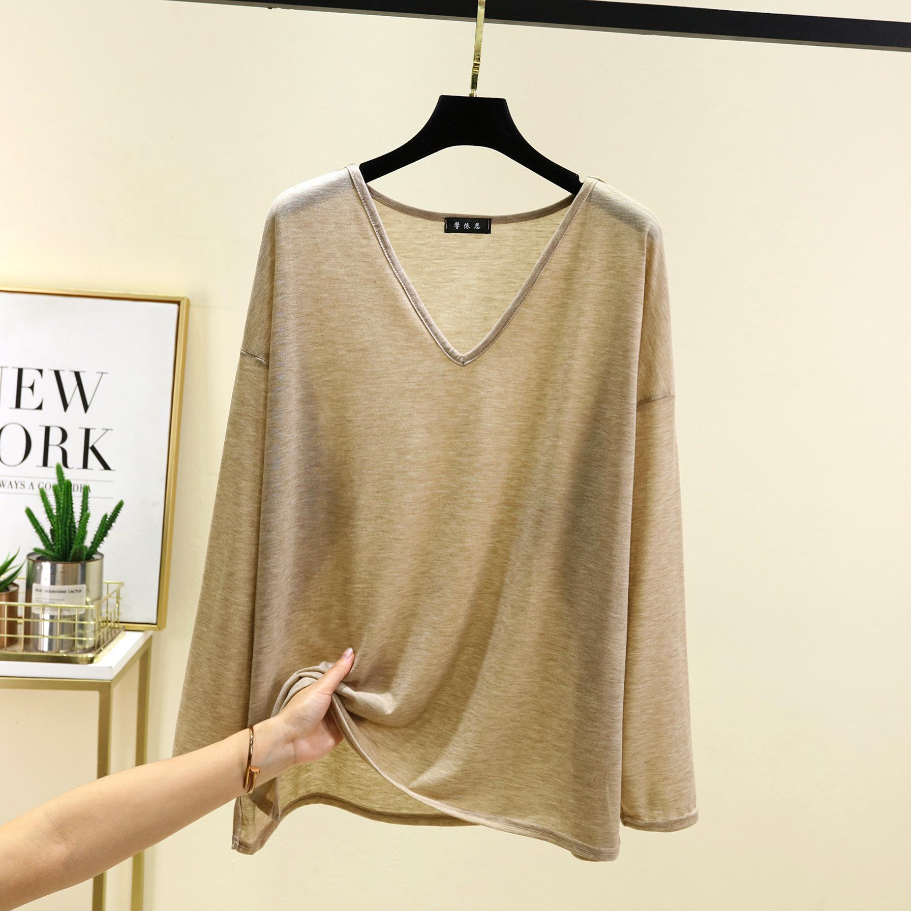 Летняя футболка с V-образным вырезом и длинным рукавом, женские солнцезащитные футболки, модные тонкие футболки, повседневные майки с подкладкой, все подходят XL хаки
Летняя футболка с V-образным вырезом и длинным рукавом, женские солнцезащитные футболки, модные тонкие футболки, повседневные майки с подкладкой, все подходят XL хаки