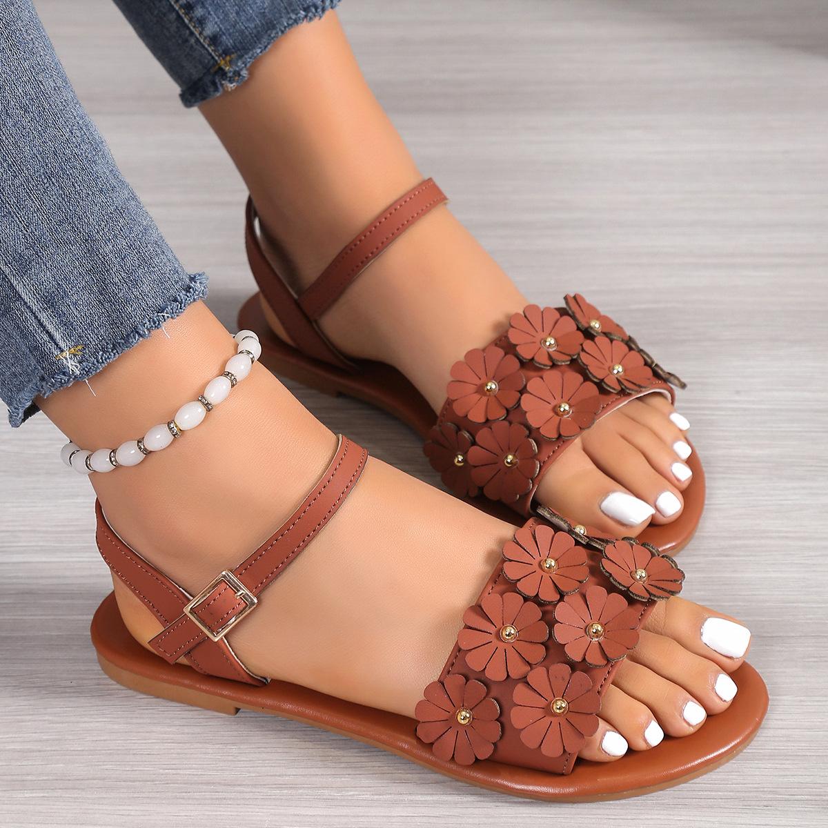 New round head with small floral flower sandals large size casual and flat beach sandals 43
New round head with small floral flower sandals large size casual and flat beach sandals 43