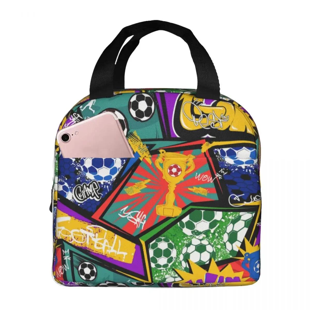 Football Pattern With Soccer Ball Comics Style Cooler Lunch Box Graffiti Art Mountaineering Thermal Insulation 22x20x13CM білий
Football Pattern With Soccer Ball Comics Style Cooler Lunch Box Graffiti Art Mountaineering Thermal Insulation 22x20x13CM білий