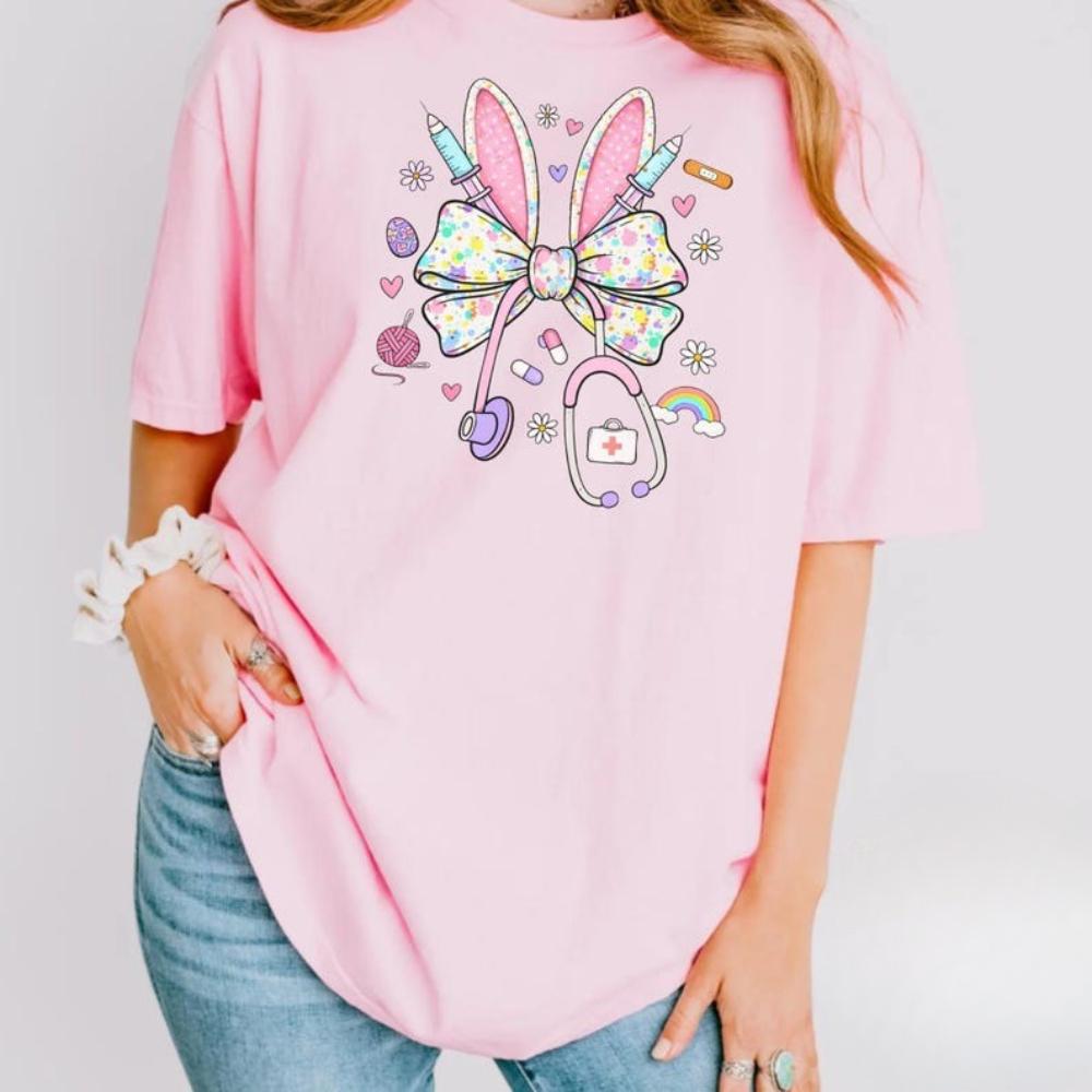 Bunny Bow Medical Nurse Easter Shirt Women Unisex Casual Cotton Graphic T Shirts Creative Streetwear Camisetas Aesthetic 3XL
Bunny Bow Medical Nurse Easter Shirt Women Unisex Casual Cotton Graphic T Shirts Creative Streetwear Camisetas Aesthetic 3XL