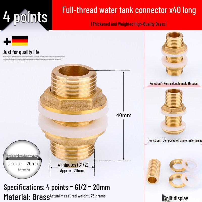 White Threaded Water Tank Connector 4-Point Inlet/Outlet for Buckets & Tanks
White Threaded Water Tank Connector 4-Point Inlet/Outlet for Buckets & Tanks