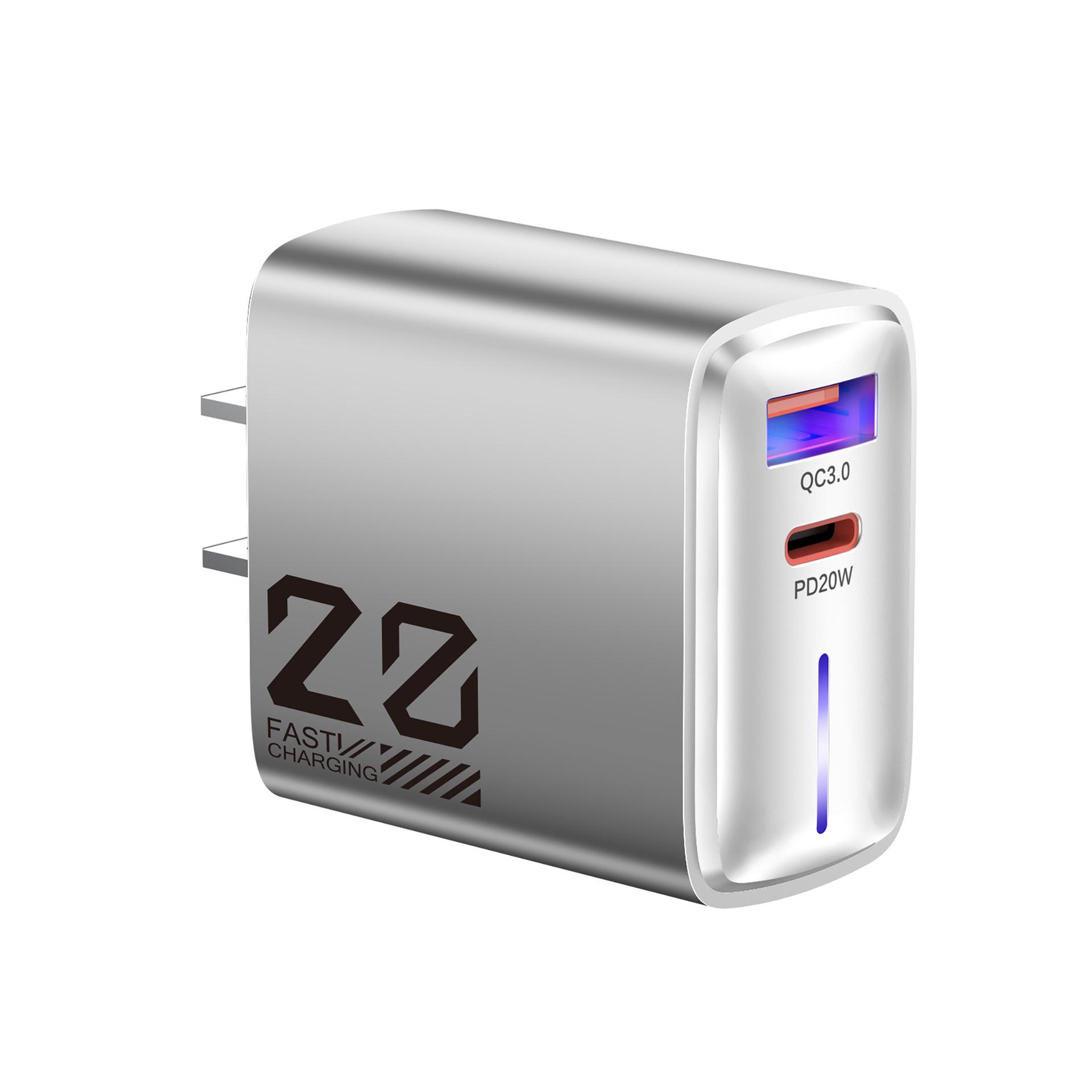 Metallic Grey 20W PD+USB Charger, EU/US Standard with Mini LED Charging Head for Fast Charging
Metallic Grey 20W PD+USB Charger, EU/US Standard with Mini LED Charging Head for Fast Charging