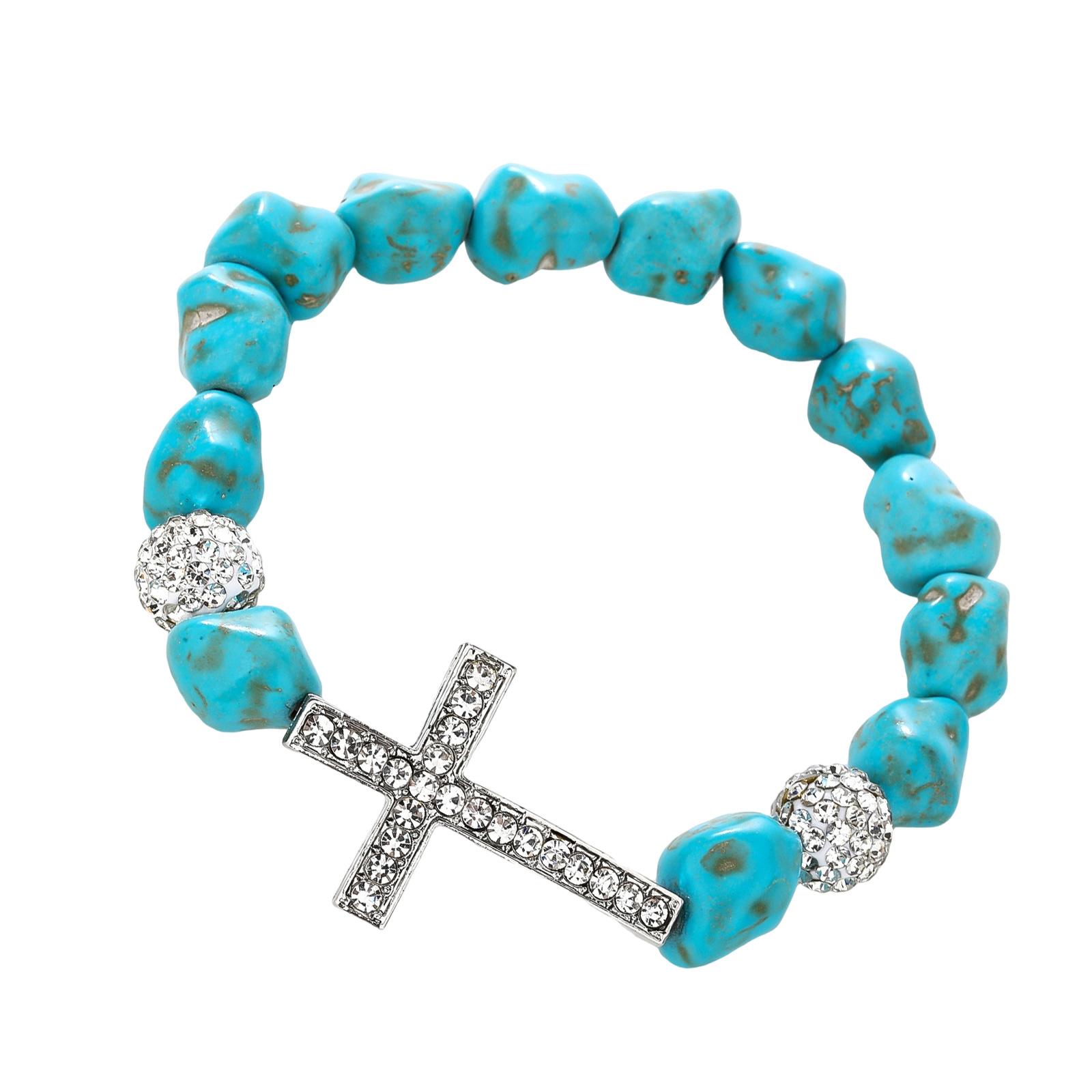 Adjustable Crosses Charm Elastic Bracelet Turquoise Beaded Jewelry for Versatile Styling Women Men
Adjustable Crosses Charm Elastic Bracelet Turquoise Beaded Jewelry for Versatile Styling Women Men