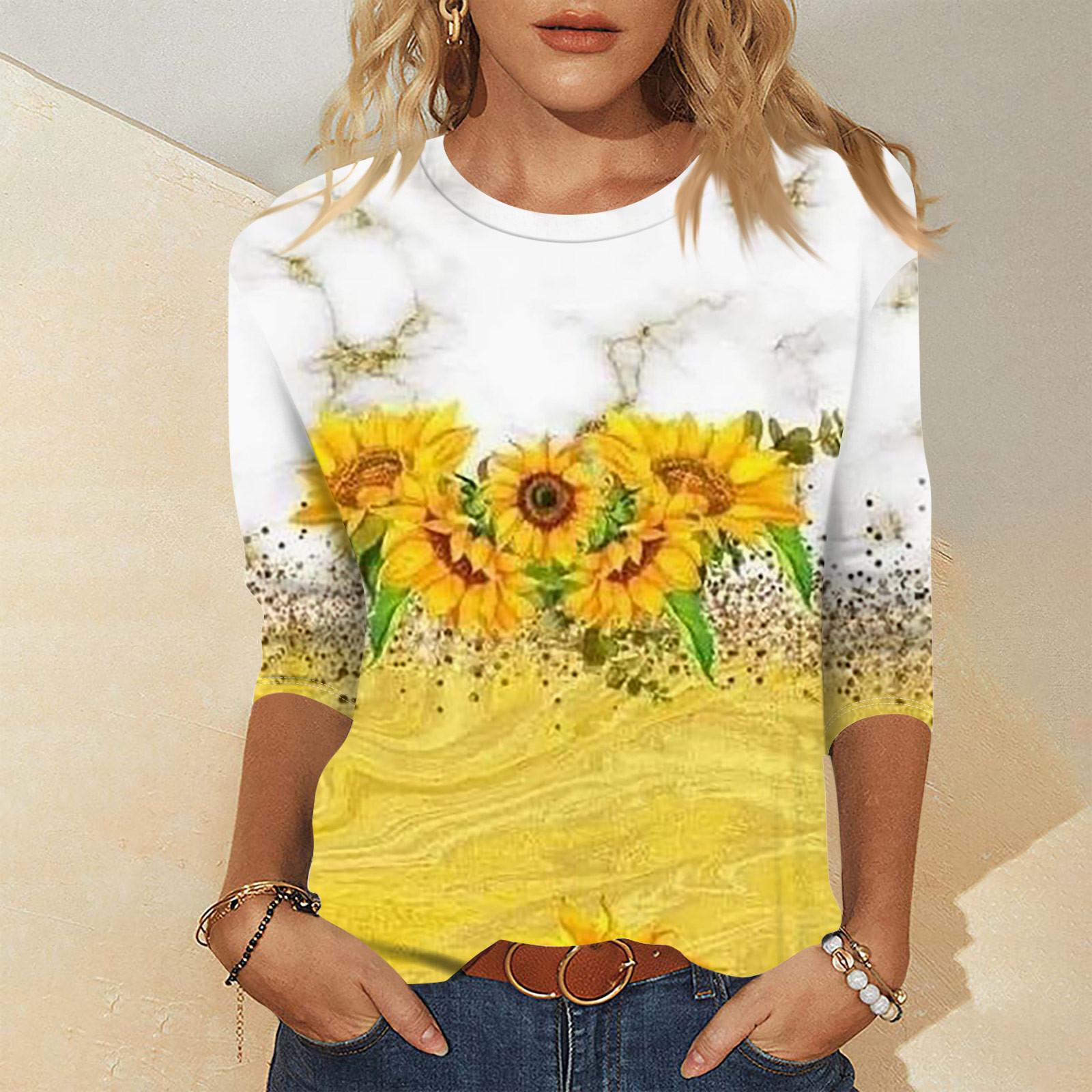 Женские свободные повседневные цветочные принты с круглым вырезом и рукавами три четверти XL жёлтый
Женские свободные повседневные цветочные принты с круглым вырезом и рукавами три четверти XL жёлтый