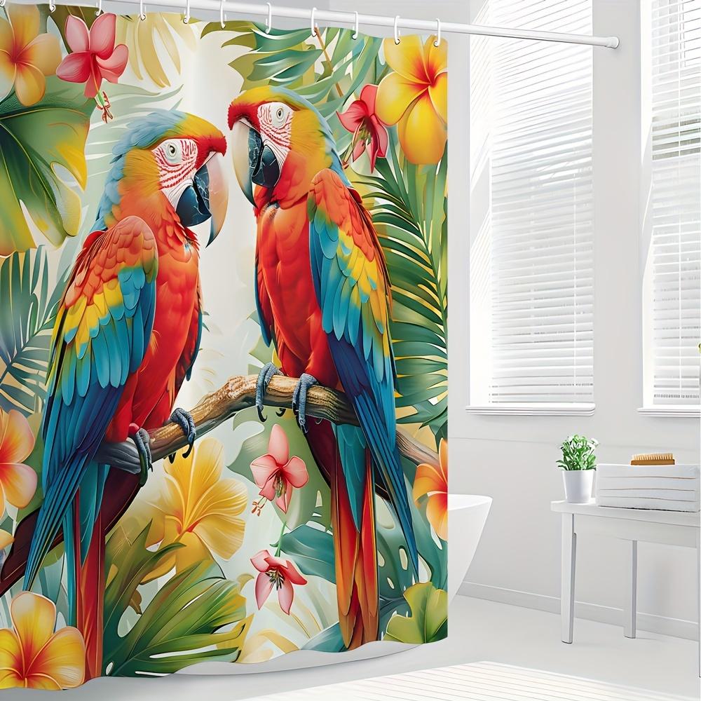 Vibrant Parrot And Tropical Flower Waterproof Shower Curtain, Exotic Bird Design For Stylish Bathroom Decor W60H190(CM)-1 Pcs
Vibrant Parrot And Tropical Flower Waterproof Shower Curtain, Exotic Bird Design For Stylish Bathroom Decor W60H190(CM)-1 Pcs