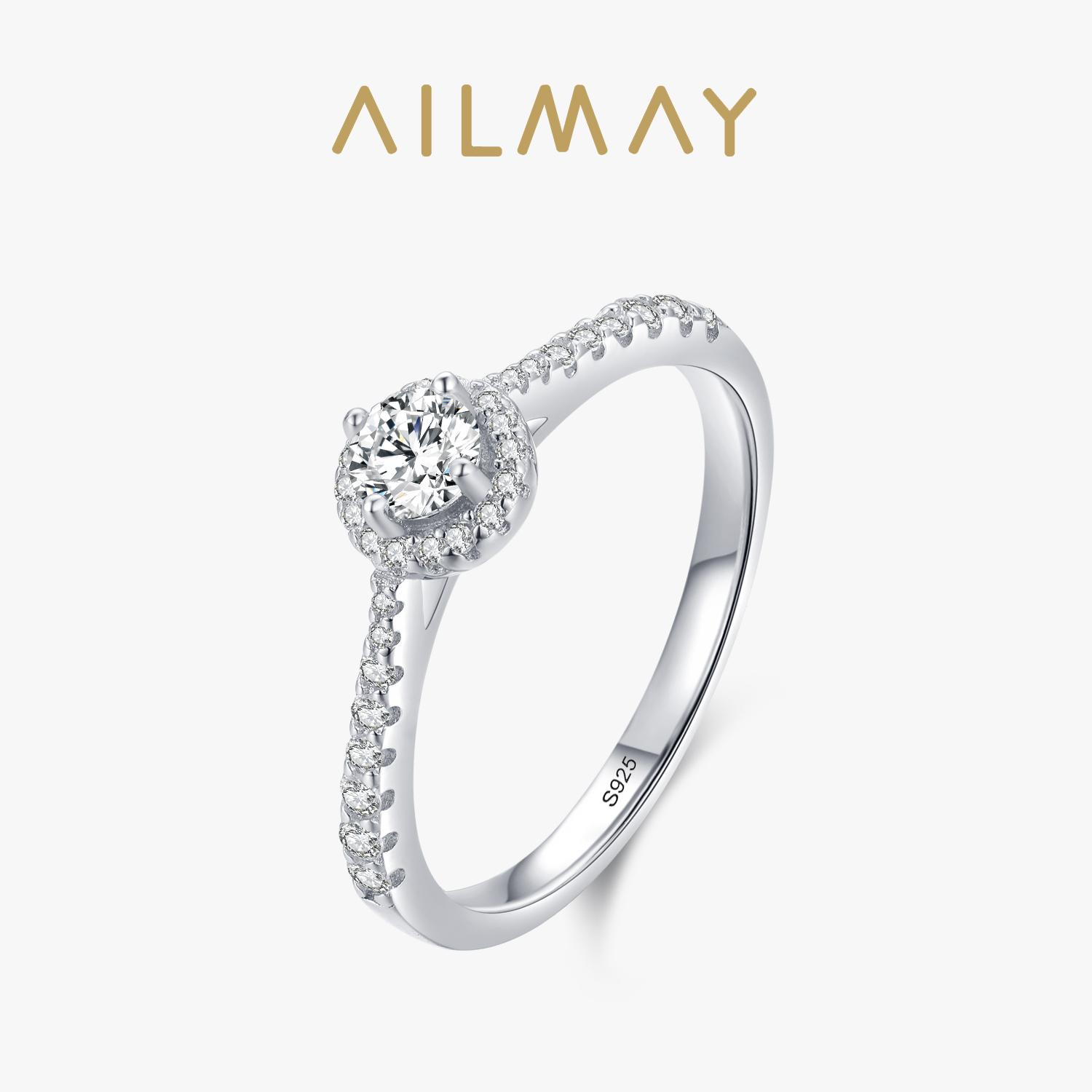 Ailmay Top Quality Real 925 Silver Elegant Round Sparkling CZ Finger Ring For Women Wedding Engagement Jewelry Gift 8
Ailmay Top Quality Real 925 Silver Elegant Round Sparkling CZ Finger Ring For Women Wedding Engagement Jewelry Gift 8