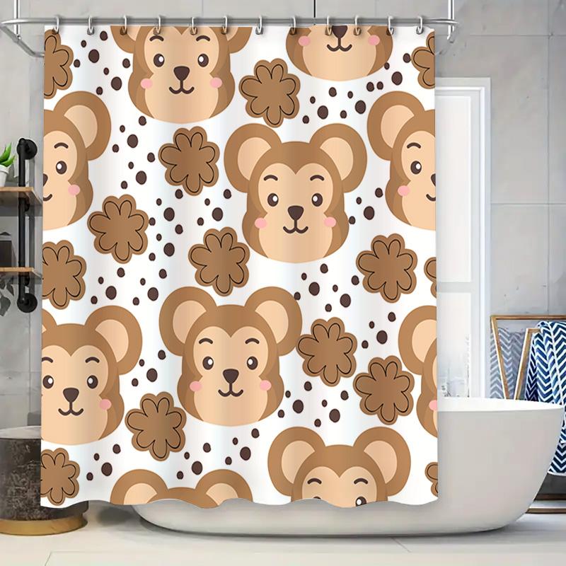 Adorable Monkey Face Shower Curtain For Kids Bathroom Decor White Floral Pattern W60H190(CM)-1 Pcs
Adorable Monkey Face Shower Curtain For Kids Bathroom Decor White Floral Pattern W60H190(CM)-1 Pcs