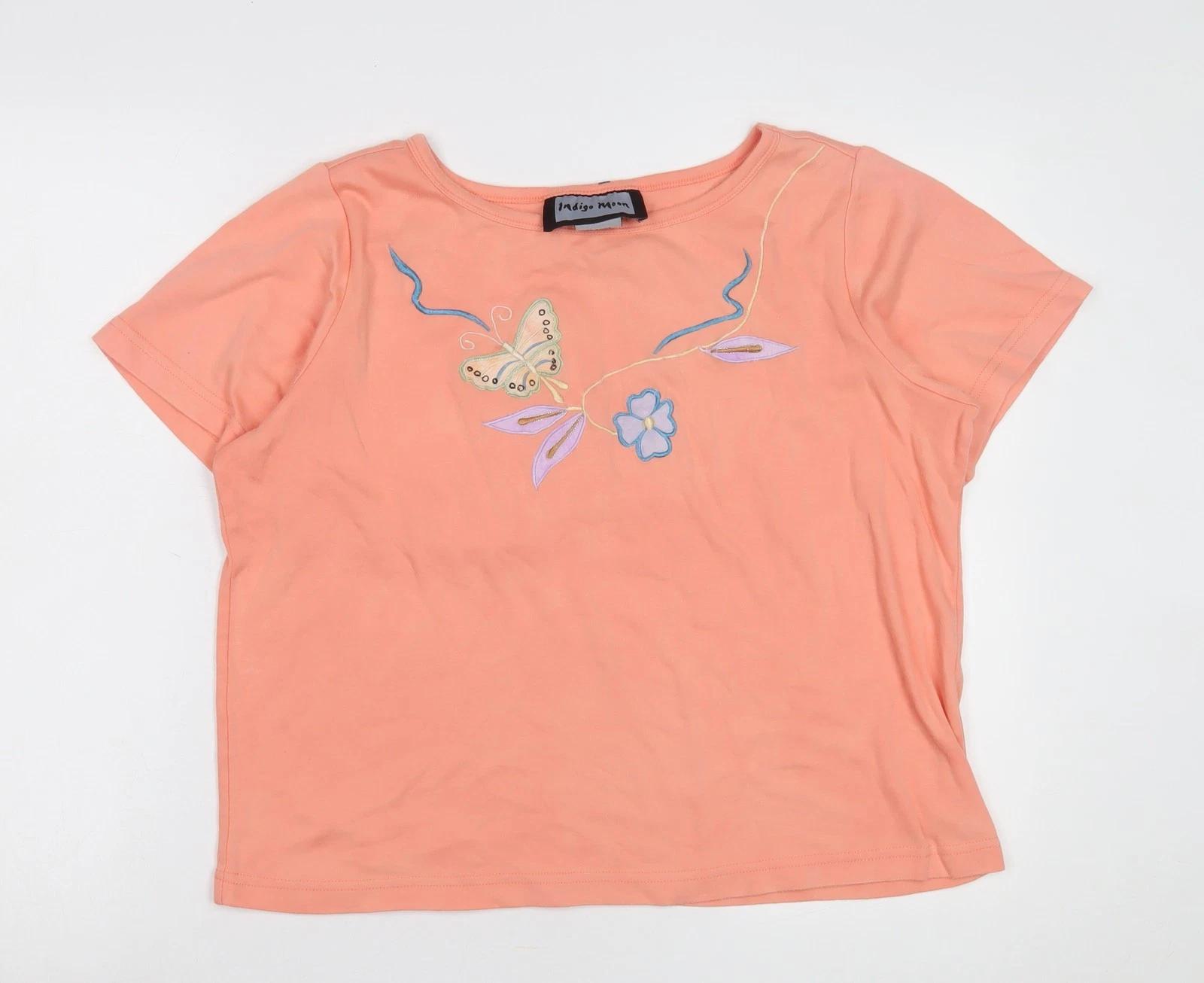 Indigo Moon Women s Orange T-Shirt, Size L, Embroidered S
Indigo Moon Women s Orange T-Shirt, Size L, Embroidered S