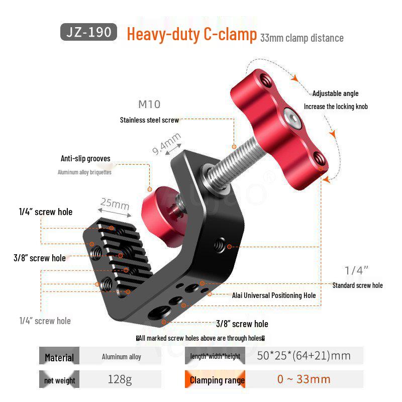 Heavy-Duty C-Clamp Phone Holder with Ball Head & U-Shaped Base for Desktop
Heavy-Duty C-Clamp Phone Holder with Ball Head & U-Shaped Base for Desktop