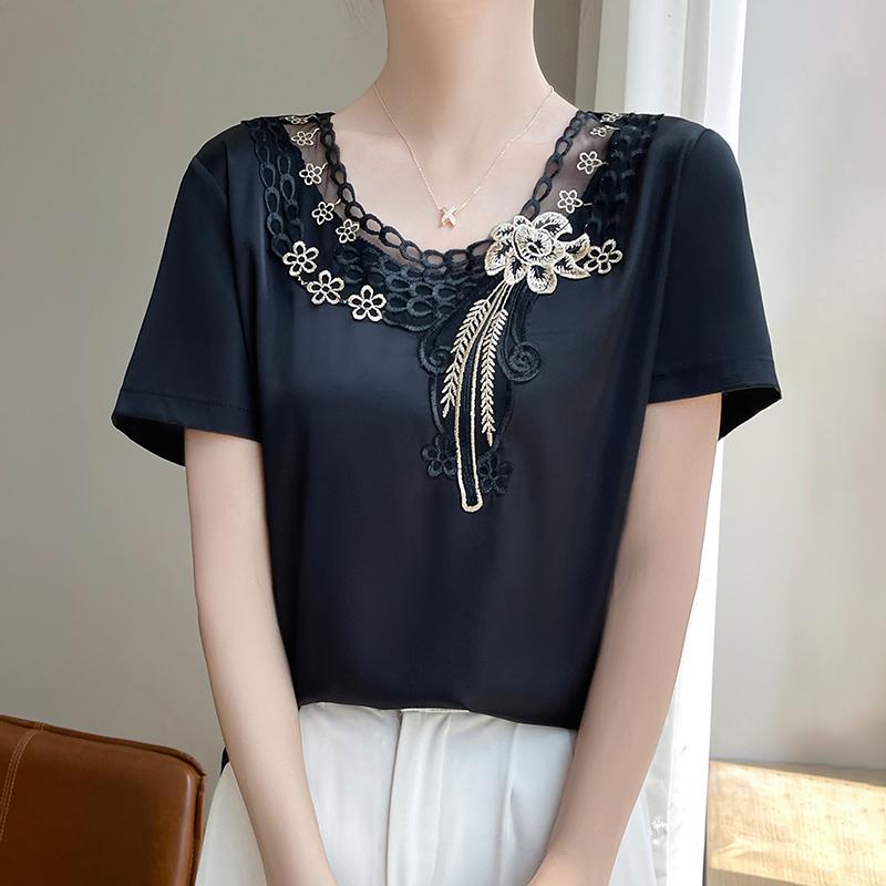 Жіноча нова літня футболка з коротким рукавом із змішаного шовку шовковиці, 50% шовк, 50% поліестер, повітропроникний тонкий топ, повсякденний XXL чорний
Жіноча нова літня футболка з коротким рукавом із змішаного шовку шовковиці, 50% шовк, 50% поліестер, повітропроникний тонкий топ, повсякденний XXL чорний