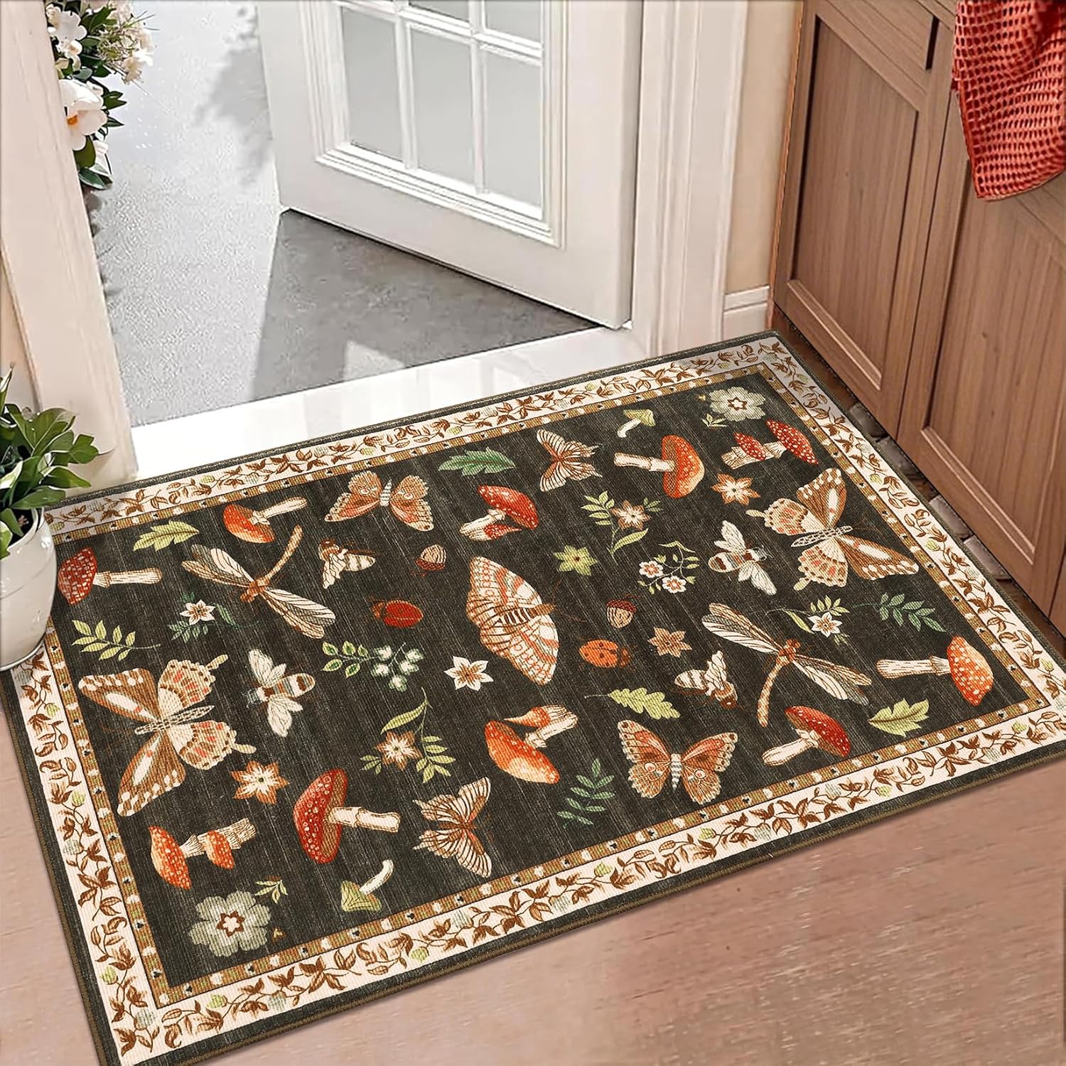 Retro Forest Animal Carpet Dragonfly Mushroom Butterfly Carpet Home Decoration Entrance Door Mat Blue Floral Floor Mat 40cm x 60cm
Retro Forest Animal Carpet Dragonfly Mushroom Butterfly Carpet Home Decoration Entrance Door Mat Blue Floral Floor Mat 40cm x 60cm