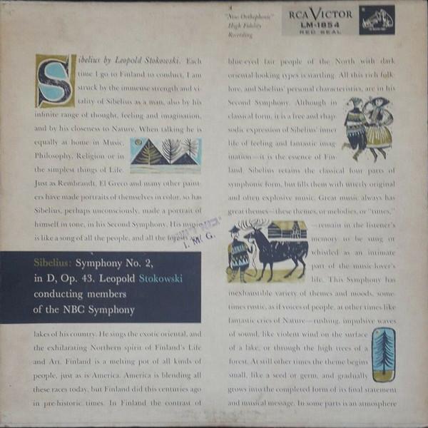 LP Record JEAN SIBELIUS, LEOPOLD STOKOWSKI CO - Sibelius Symphony No. 2, In D, Op. LM1854 RCA Victor 1955 US Classical Used
LP Record JEAN SIBELIUS, LEOPOLD STOKOWSKI CO - Sibelius Symphony No. 2, In D, Op. LM1854 RCA Victor 1955 US Classical Used