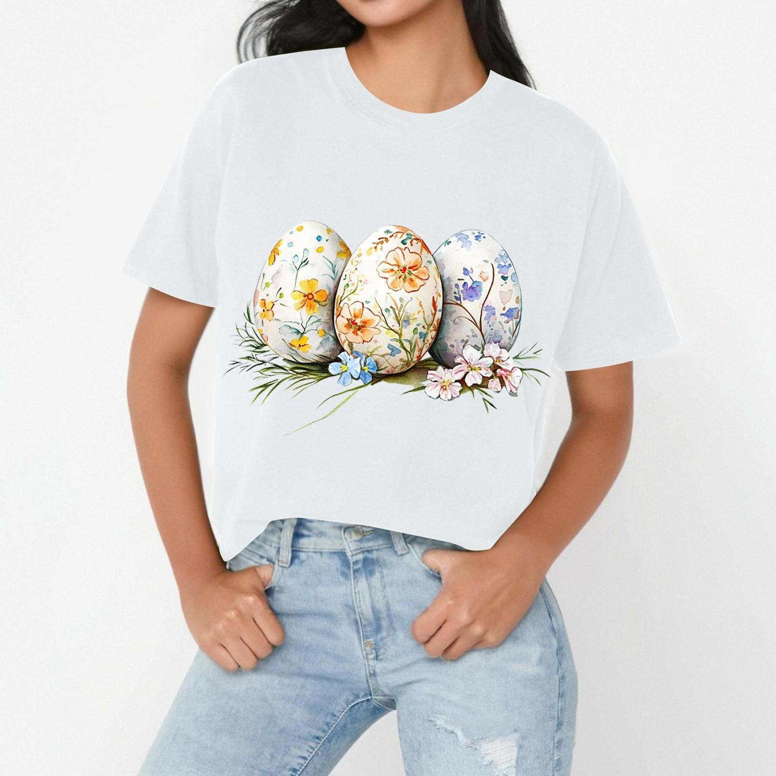 Жіноча повсякденна вільна футболка з пасхальним принтом і круглим вирізом, пуловер з короткими рукавами XL білий
Жіноча повсякденна вільна футболка з пасхальним принтом і круглим вирізом, пуловер з короткими рукавами XL білий