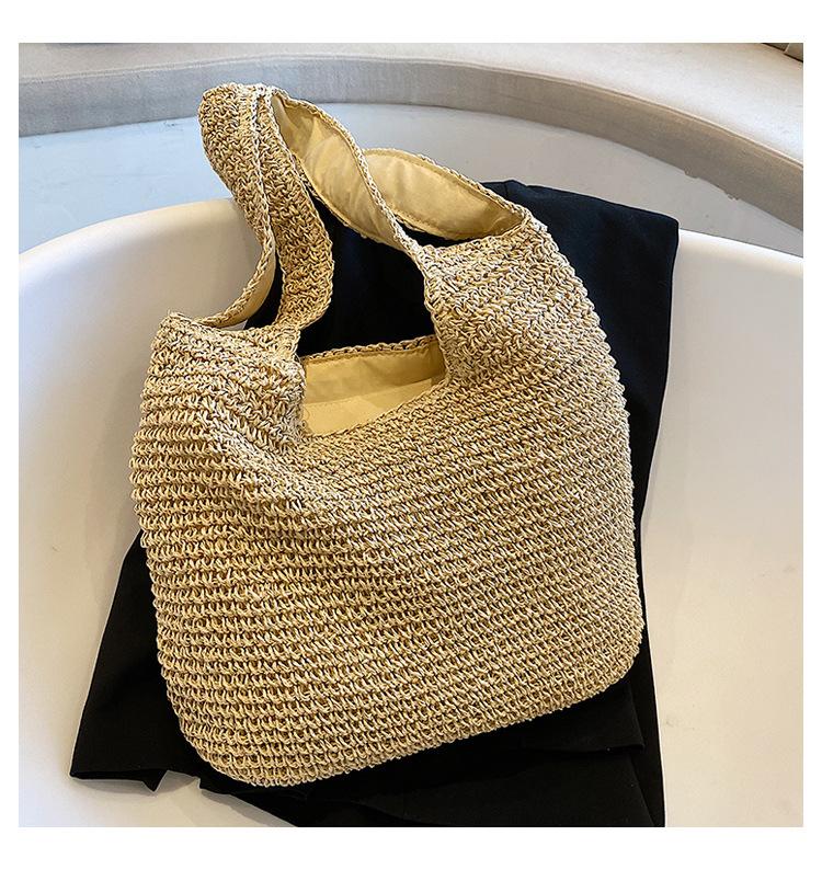 Vacation style papyrus woven bag large capacity leisure shoulder tote bag retro travel beach bag бежевий
Vacation style papyrus woven bag large capacity leisure shoulder tote bag retro travel beach bag бежевий