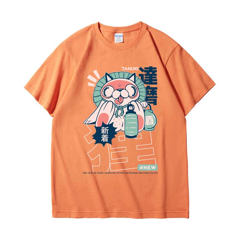 220GSM Тяжелая футболка из 100% хлопка, японская футболка Yokai Tanuki с принтом, мужские повседневные базовые мужские топы с круглым вырезом, футболка
220GSM Тяжелая футболка из 100% хлопка, японская футболка Yokai Tanuki с принтом, мужские повседневные базовые мужские топы с круглым вырезом, футболка