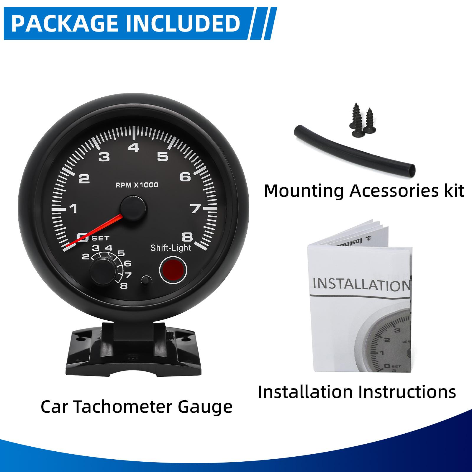 95mm Universal Car Tachometer Gauge 0-8000 RPM with Shift Light For 4 6 and 8 Cylinders 12V Gasoline Engines 12V Racing Vehicle чёрный
95mm Universal Car Tachometer Gauge 0-8000 RPM with Shift Light For 4 6 and 8 Cylinders 12V Gasoline Engines 12V Racing Vehicle чёрный