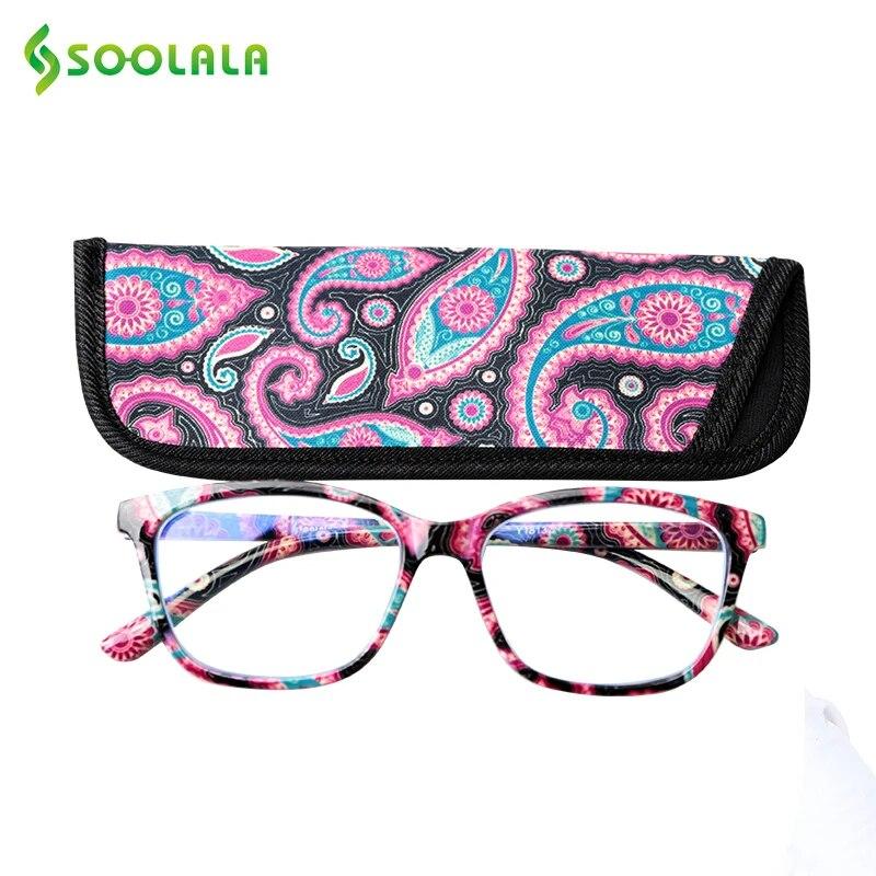 SOOLALA Square Spring Hinge Floral Printed Anti Blue Light Reading Glasses Women Presbyopic Glasses with Cases +0.5 +0.75 to 4.0
SOOLALA Square Spring Hinge Floral Printed Anti Blue Light Reading Glasses Women Presbyopic Glasses with Cases +0.5 +0.75 to 4.0