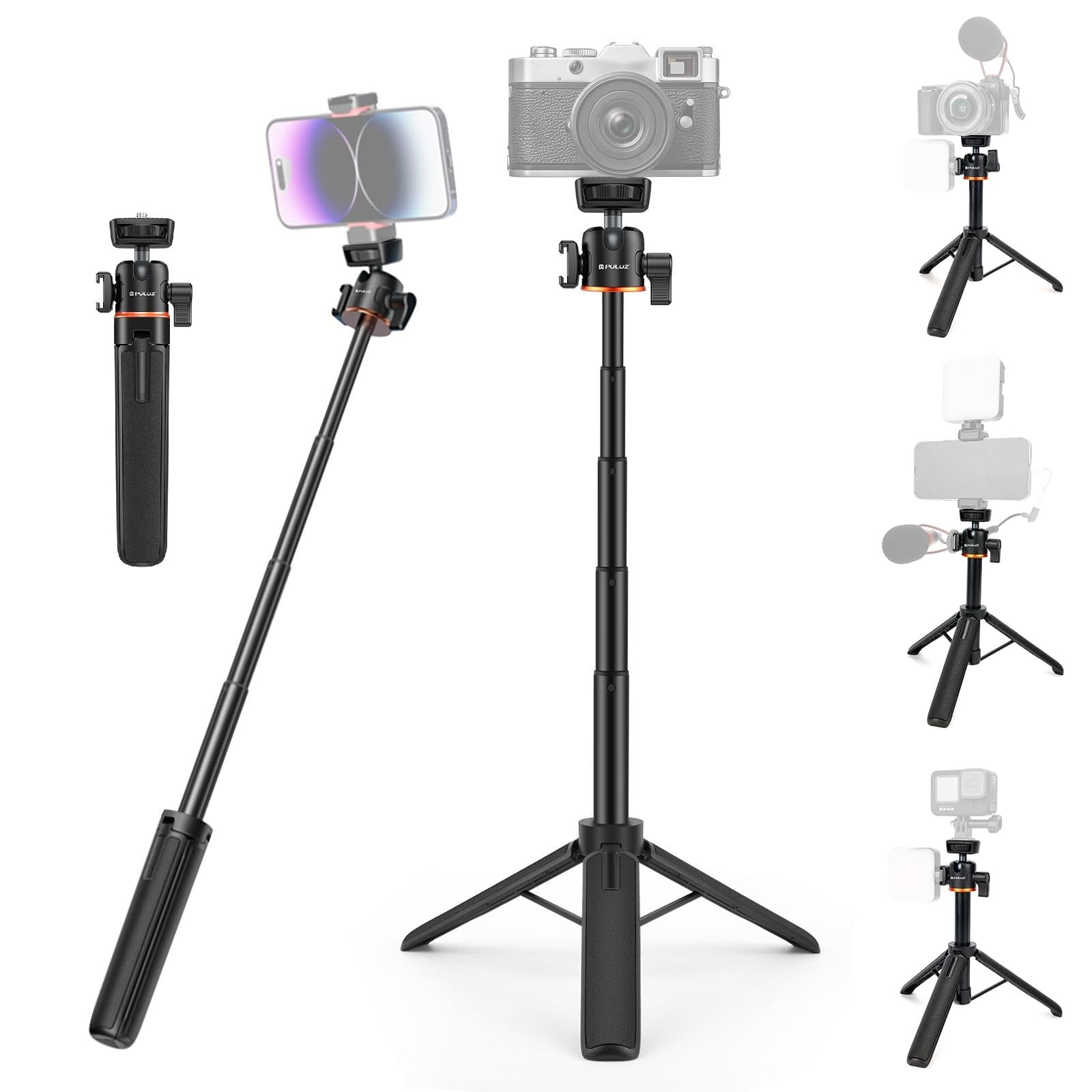 PULUZ Camera Tripod Stand for Camera Tabletop Rotating Ball Selfie Stick for 55cm 4 Levels of Cold Shoe Easy to Perfect for Compatible with Digital чорний
PULUZ Camera Tripod Stand for Camera Tabletop Rotating Ball Selfie Stick for 55cm 4 Levels of Cold Shoe Easy to Perfect for Compatible with Digital чорний