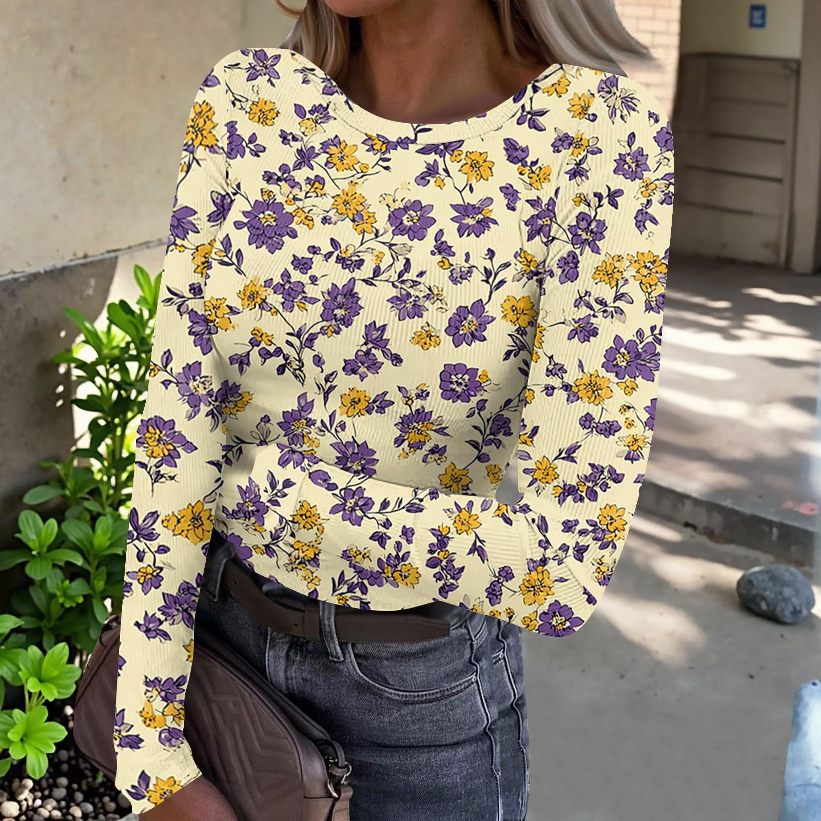 Women Casual Long Sleeve Crewneck Floral Print Ribbed Top Lightweight Pullover Loose Fit Soft Breathable Shirt for Daily Wear L фиолетовый
Women Casual Long Sleeve Crewneck Floral Print Ribbed Top Lightweight Pullover Loose Fit Soft Breathable Shirt for Daily Wear L фиолетовый