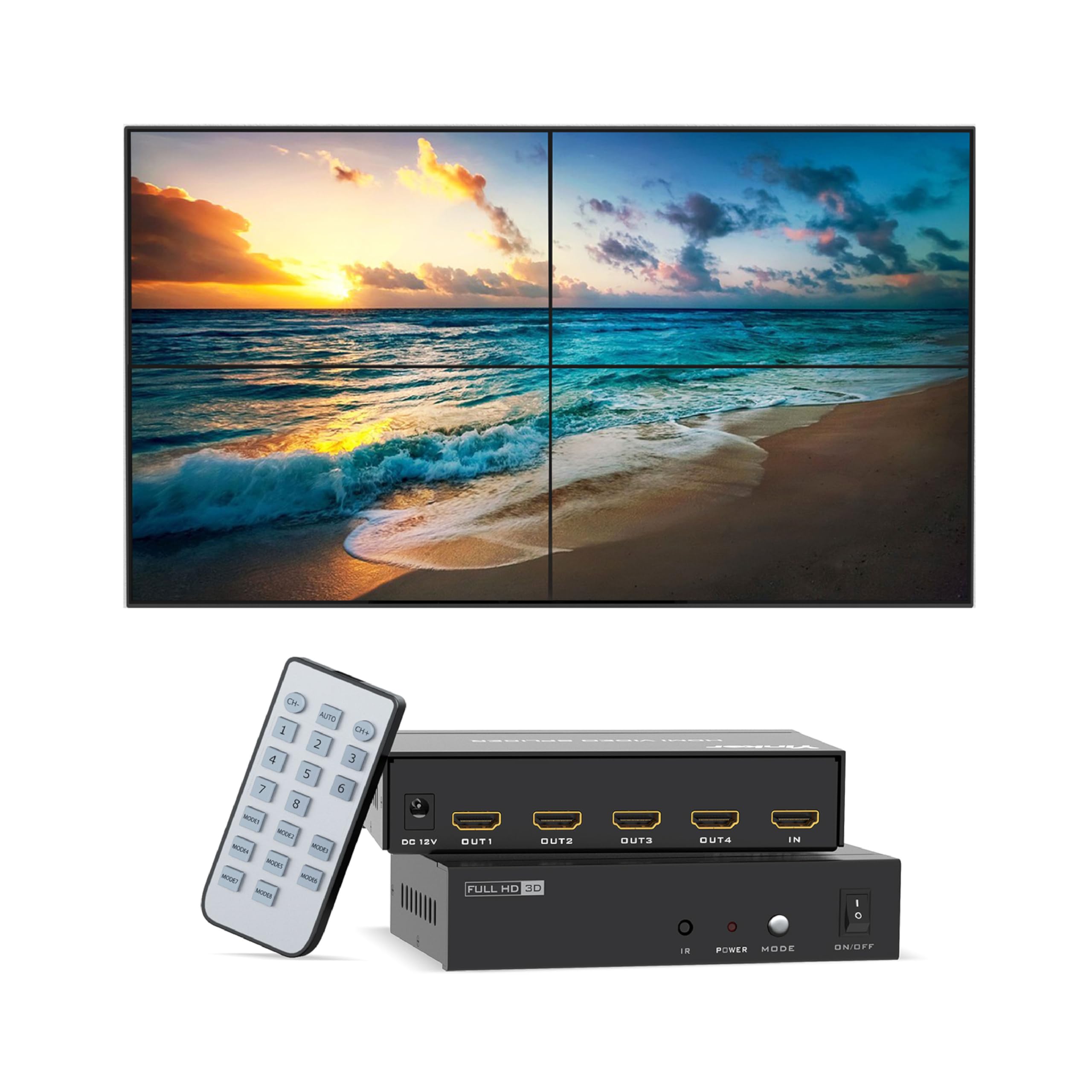 4K Video Wall Controller HDMI Video Wall Processor for 4 TV Splicing Displays Support 4x1 HDMI 1 Input 4 Output 2x2, 4K@30Hz 1x1, 1x2, 1x3, 1x4, 2x1,
4K Video Wall Controller HDMI Video Wall Processor for 4 TV Splicing Displays Support 4x1 HDMI 1 Input 4 Output 2x2, 4K@30Hz 1x1, 1x2, 1x3, 1x4, 2x1,
