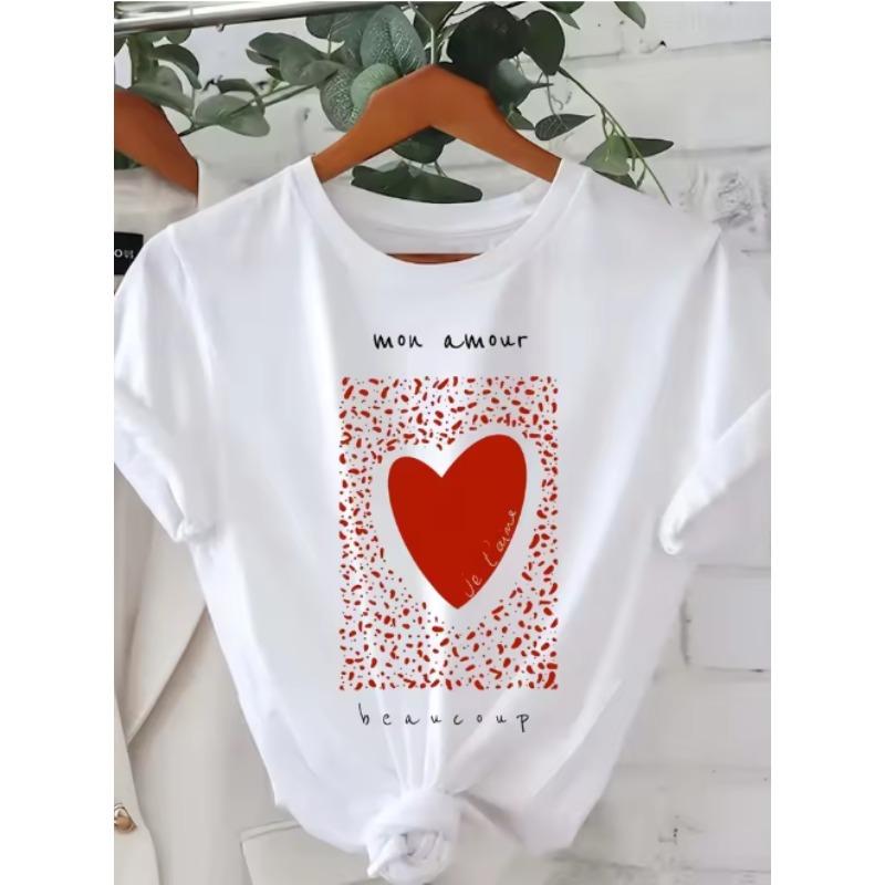 Womens Casual Short Sleeve TShirt with Red Dotted Heart Graphic Print Summer Short Sleeved Harajuku Streetwear Tops Tees 4XL
Womens Casual Short Sleeve TShirt with Red Dotted Heart Graphic Print Summer Short Sleeved Harajuku Streetwear Tops Tees 4XL