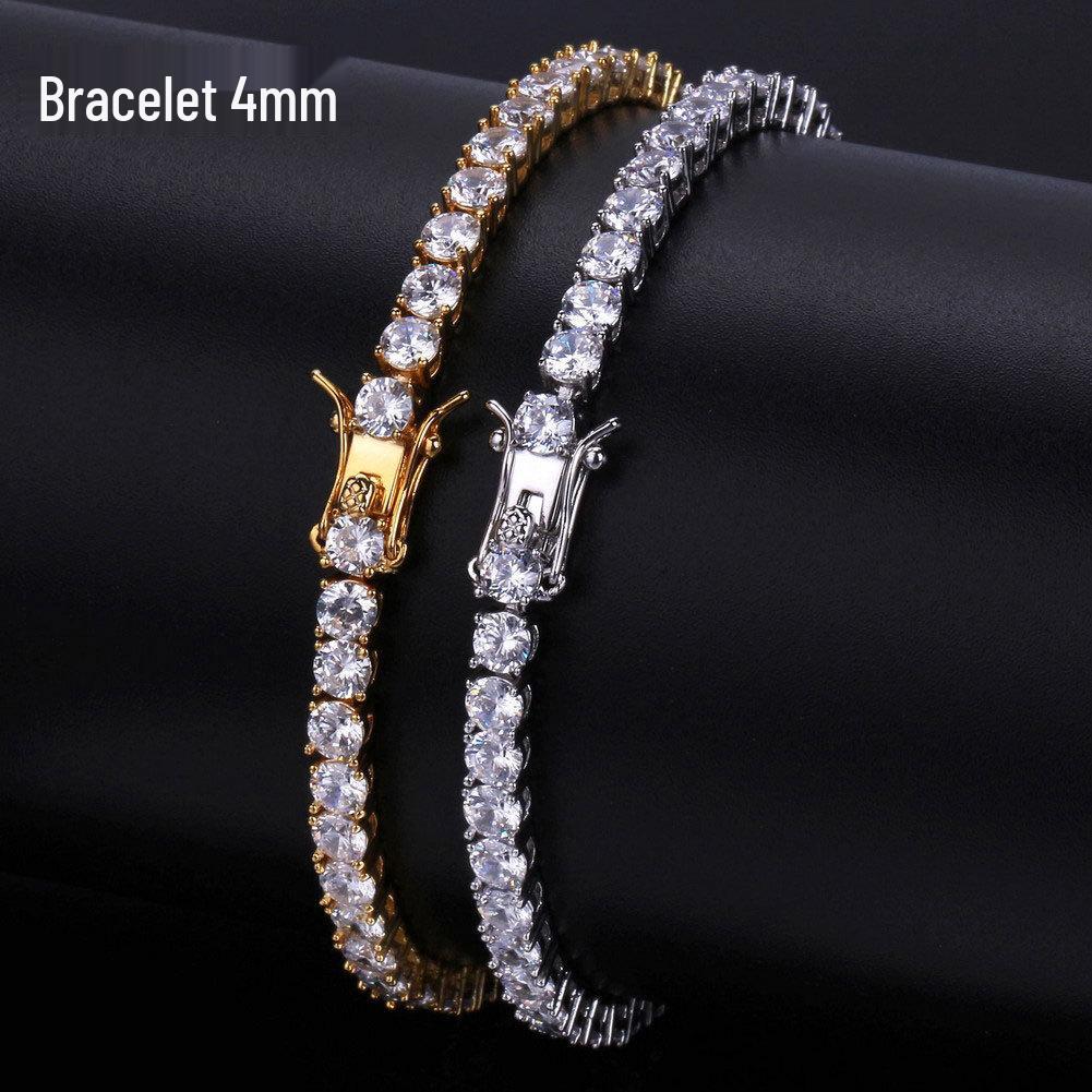 4mm Zircon Tennis Bracelet for Men - European & American Style, Hip Hop Design 7-inch Gold
4mm Zircon Tennis Bracelet for Men - European & American Style, Hip Hop Design 7-inch Gold