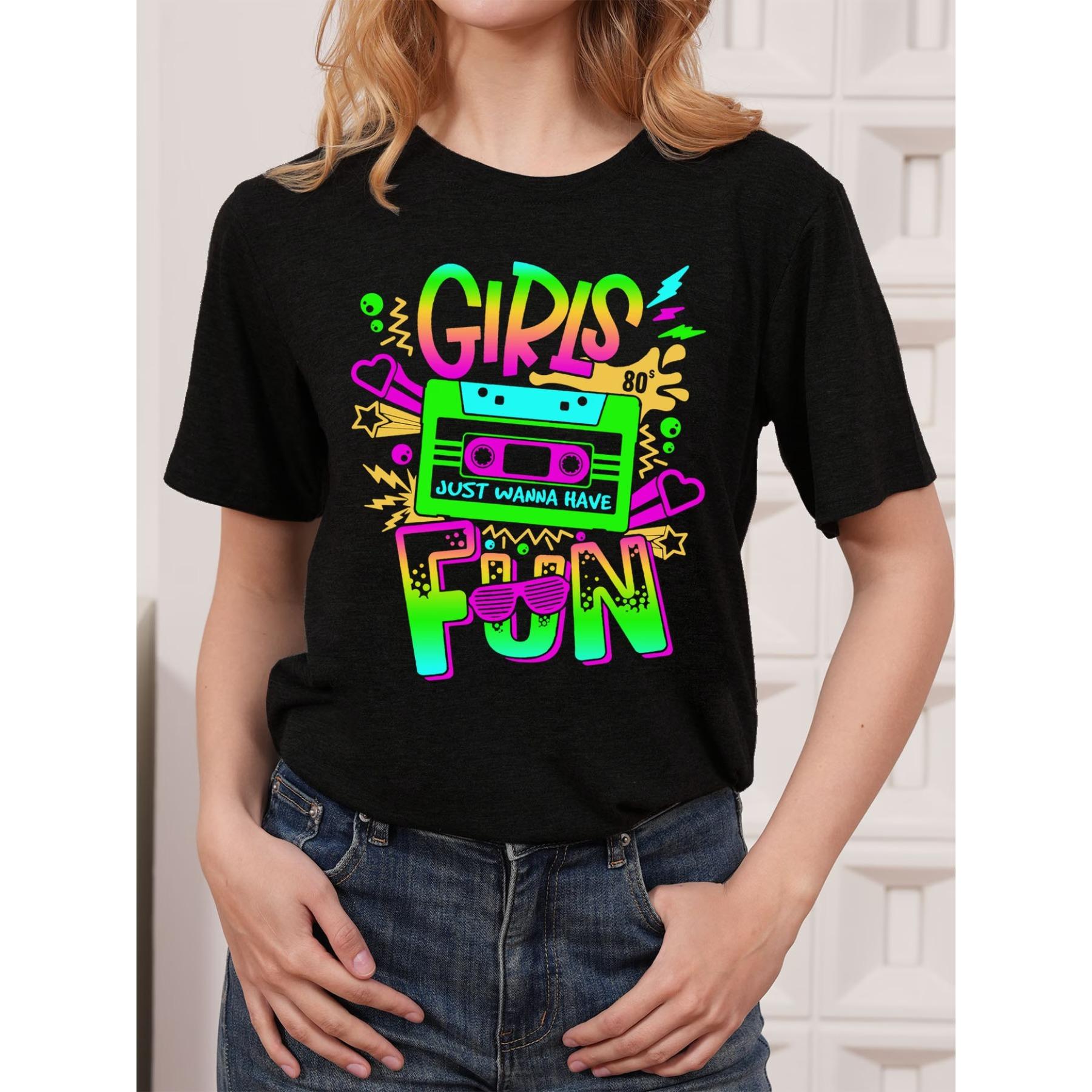 Funny 80 s Just Wanna Have Fun 80s Birthday. Print T-shirt, Short Sleeve Crew Neck Casual Top for Summer & Spring, Women s Clothing S чёрный
Funny 80 s Just Wanna Have Fun 80s Birthday. Print T-shirt, Short Sleeve Crew Neck Casual Top for Summer & Spring, Women s Clothing S чёрный