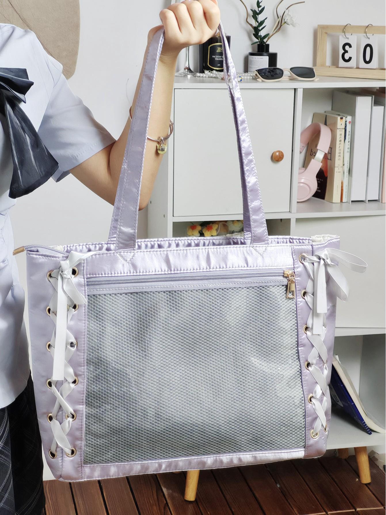 Прозора сумка-тоут великої місткості з стрічкою для жінок і студентів
Прозора сумка-тоут великої місткості з стрічкою для жінок і студентів