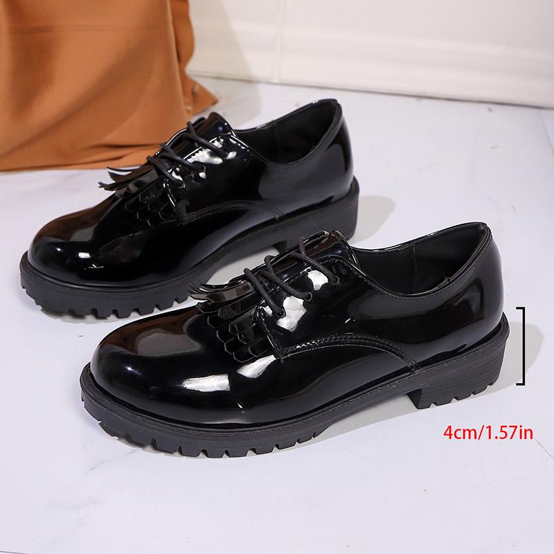 Лакированная кожа Оксфордские туфли на низком каблуке для женщин Модные туфли с кисточками Декорированные женские удобные нескользящие туфли на шнуровке для офиса 42 чёрный
Лакированная кожа Оксфордские туфли на низком каблуке для женщин Модные туфли с кисточками Декорированные женские удобные нескользящие туфли на шнуровке для офиса 42 чёрный