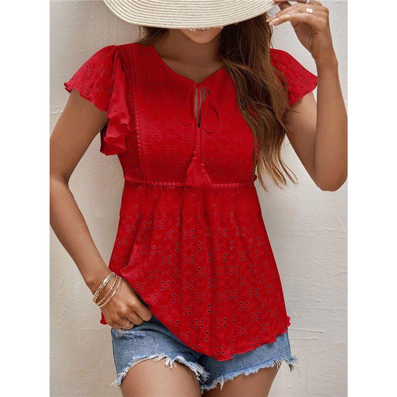 Summer 2023 Elegant V-Neck Women s Plus Size Jacquard Tassel Top Extra Large красный
Summer 2023 Elegant V-Neck Women s Plus Size Jacquard Tassel Top Extra Large красный