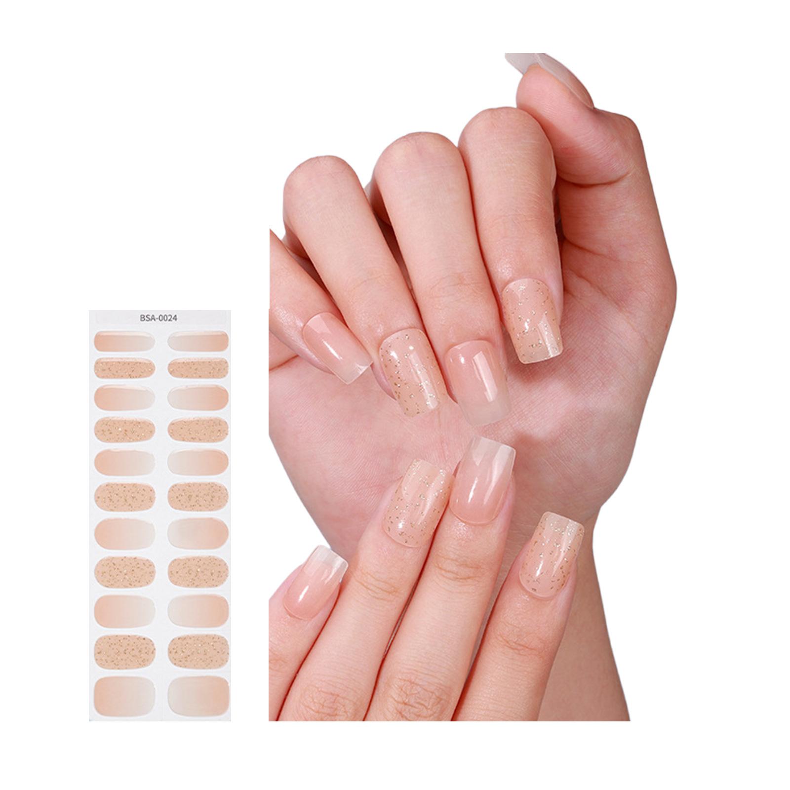 Полуотвержденные гелевые полоски для ногтей Наклейки на гелевые ногти во французском стиле Наклейки для дизайна ногтей Полоски лака для ногтей Гелевые обертывания для ногтей с блестками 6