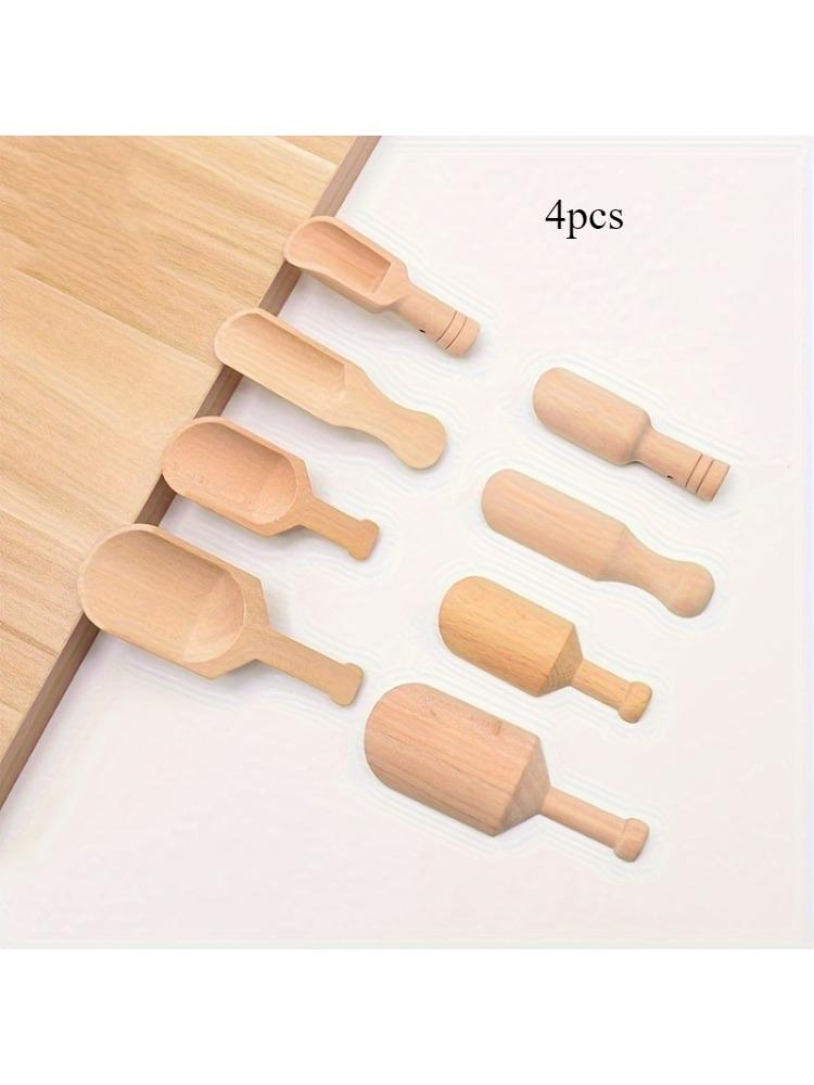 Набор из 4 деревянных ложек премиум-класса — эргономичные ложки из натурального дерева для чая, многофункциональные маленькие сервировочные ложки для листового чая