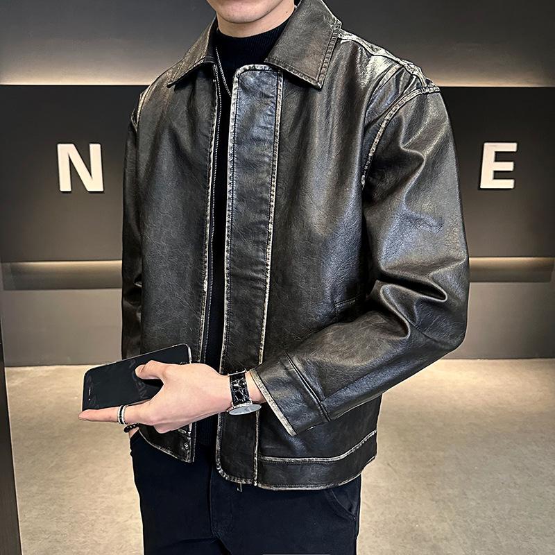 New Men s High-quality Plus Size PU Leather Jacket Casual Trend Retro Style Used Motorcycle Lapel Leather Jacket PY004 XL чорний
New Men s High-quality Plus Size PU Leather Jacket Casual Trend Retro Style Used Motorcycle Lapel Leather Jacket PY004 XL чорний