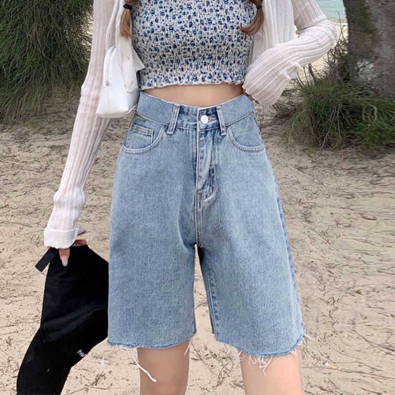 Women s High Waist Light Denim Wide-Leg Shorts - Raw Edge, Mid-Length, Trendy Summer Style L
Women s High Waist Light Denim Wide-Leg Shorts - Raw Edge, Mid-Length, Trendy Summer Style L