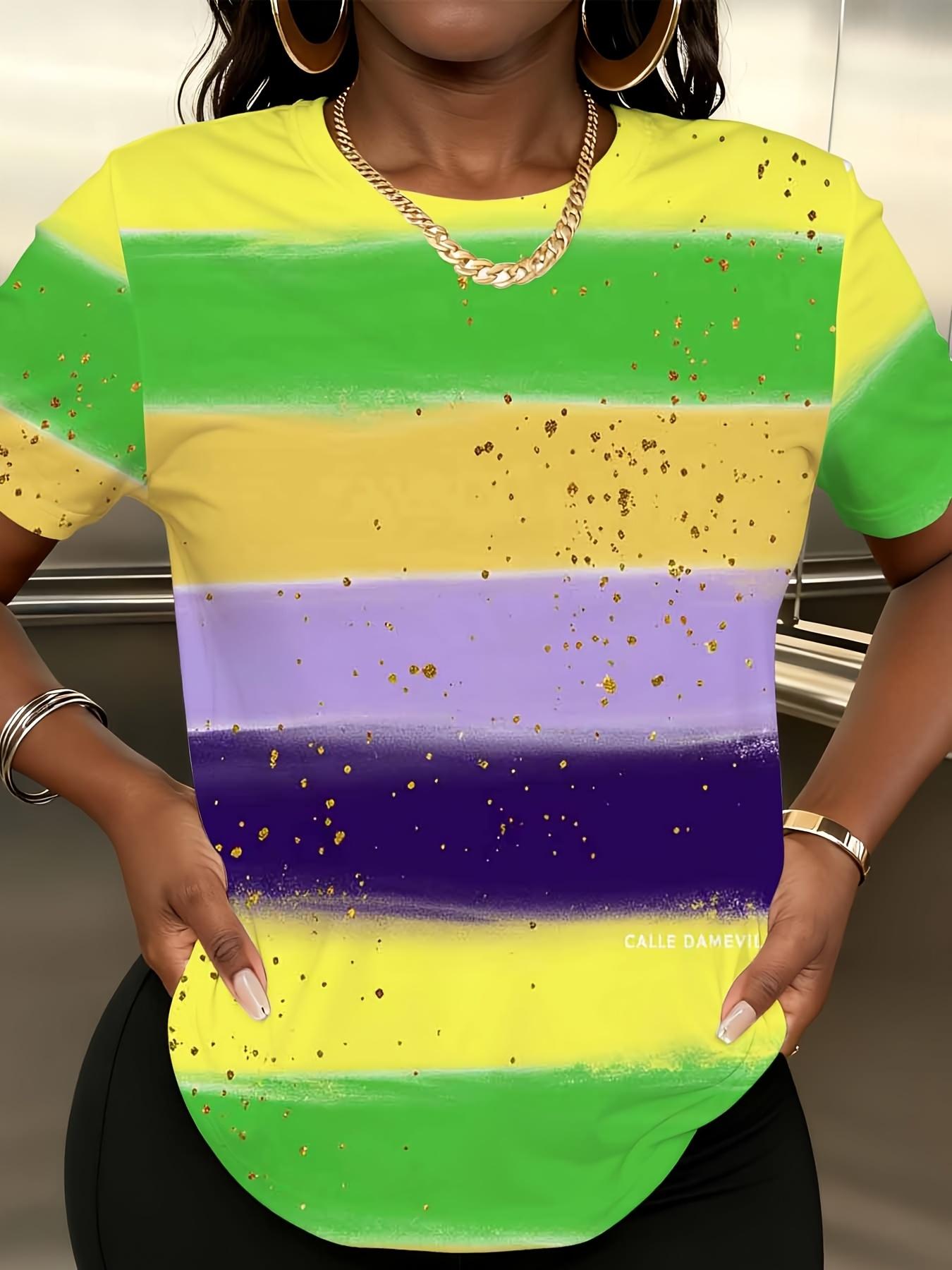 Colorful Striped T-Shirt with Golden Splatter Print Women S Casual Short-Sleeve Top Featuring a Round Neckline And Regular Length. Made from Slightly L дубильная кора
Colorful Striped T-Shirt with Golden Splatter Print Women S Casual Short-Sleeve Top Featuring a Round Neckline And Regular Length. Made from Slightly L дубильная кора
