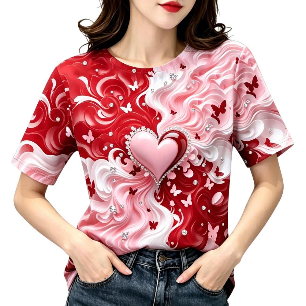 3D Heart T-shirt for Women Summer Butterfly Print Loose Short Sleeve Designer Top M
3D Heart T-shirt for Women Summer Butterfly Print Loose Short Sleeve Designer Top M