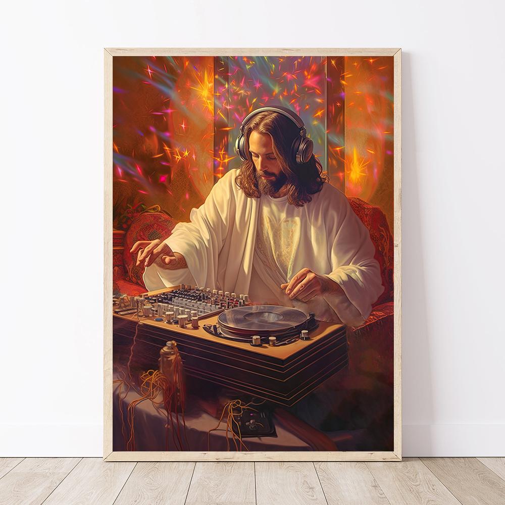 Смішний DJ Jesus at Turntable Плакати, картини на полотні, старовинні християнські ренесансні настінні картини для домашнього декору у вітальні 21x30cm No Framed білий
Смішний DJ Jesus at Turntable Плакати, картини на полотні, старовинні християнські ренесансні настінні картини для домашнього декору у вітальні 21x30cm No Framed білий