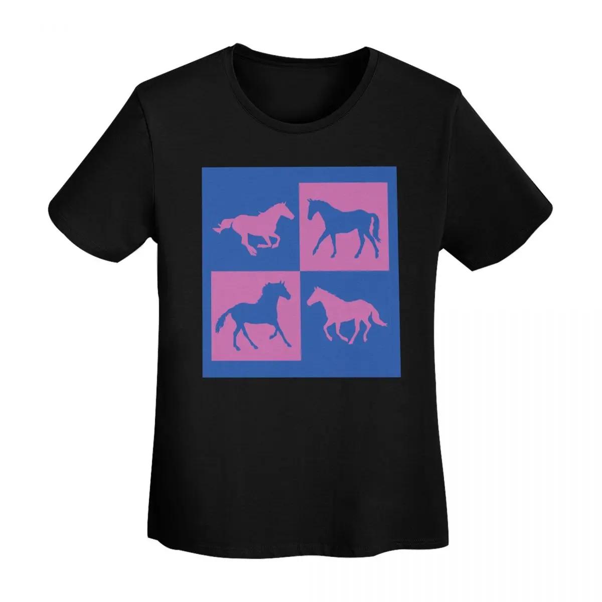 Blue And Pink Horse Silhouettes TShirt Women Short Sleeve T Shirts Round Neck Streetwear Cotton Summer Tees Streetwear 4XL
Blue And Pink Horse Silhouettes TShirt Women Short Sleeve T Shirts Round Neck Streetwear Cotton Summer Tees Streetwear 4XL