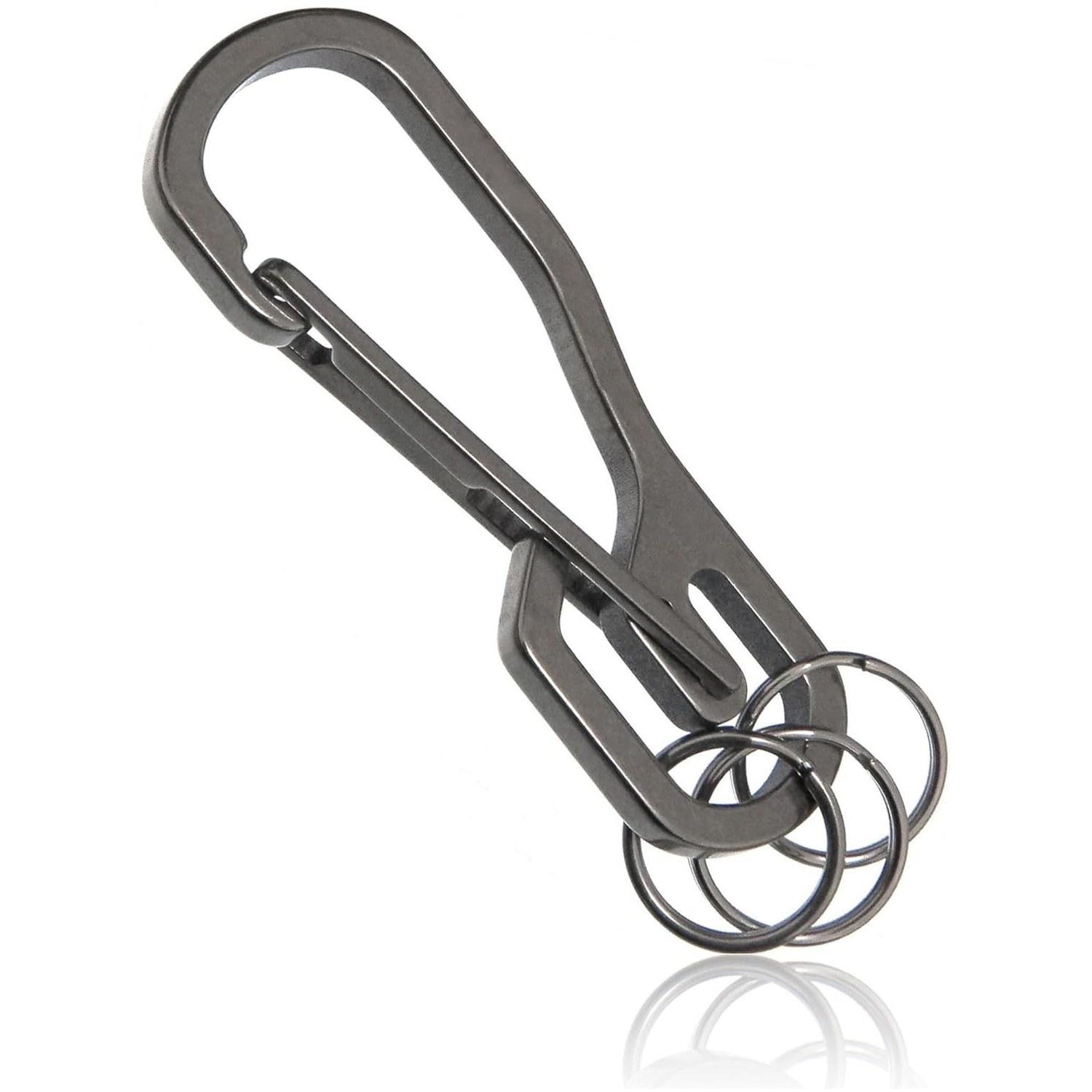 TKhits Titanium Carabiner 2-Piece Structure No Spring Key Holder Lightweight Hook Rust-Free Small Diameter Ring 3 Pieces TC4 (Gunmetal)
TKhits Titanium Carabiner 2-Piece Structure No Spring Key Holder Lightweight Hook Rust-Free Small Diameter Ring 3 Pieces TC4 (Gunmetal)