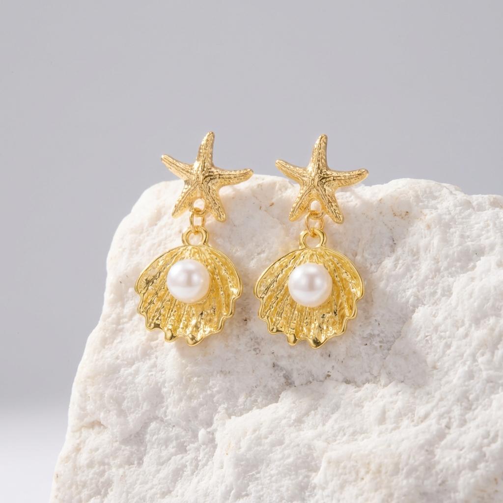 1Pairs Summer Ocean Series Starfish Shell Pearl Earrings for Women Elegant Luxury Versatile Jewelry Accessory
1Pairs Summer Ocean Series Starfish Shell Pearl Earrings for Women Elegant Luxury Versatile Jewelry Accessory