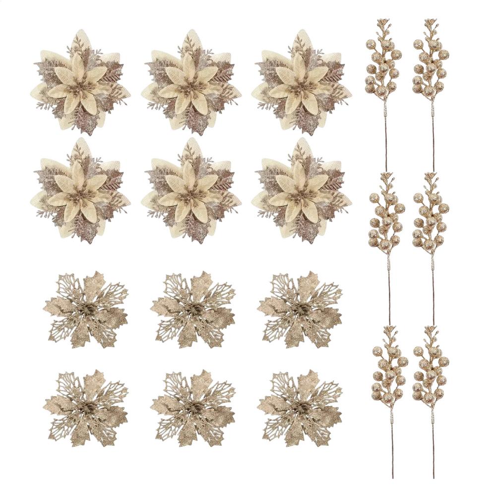 18 Piece Christmas Artificial Flower Berry Set With Sparkling Stem Festive Wreath Decor Branches For Christmas Trees Wreaths
18 Piece Christmas Artificial Flower Berry Set With Sparkling Stem Festive Wreath Decor Branches For Christmas Trees Wreaths