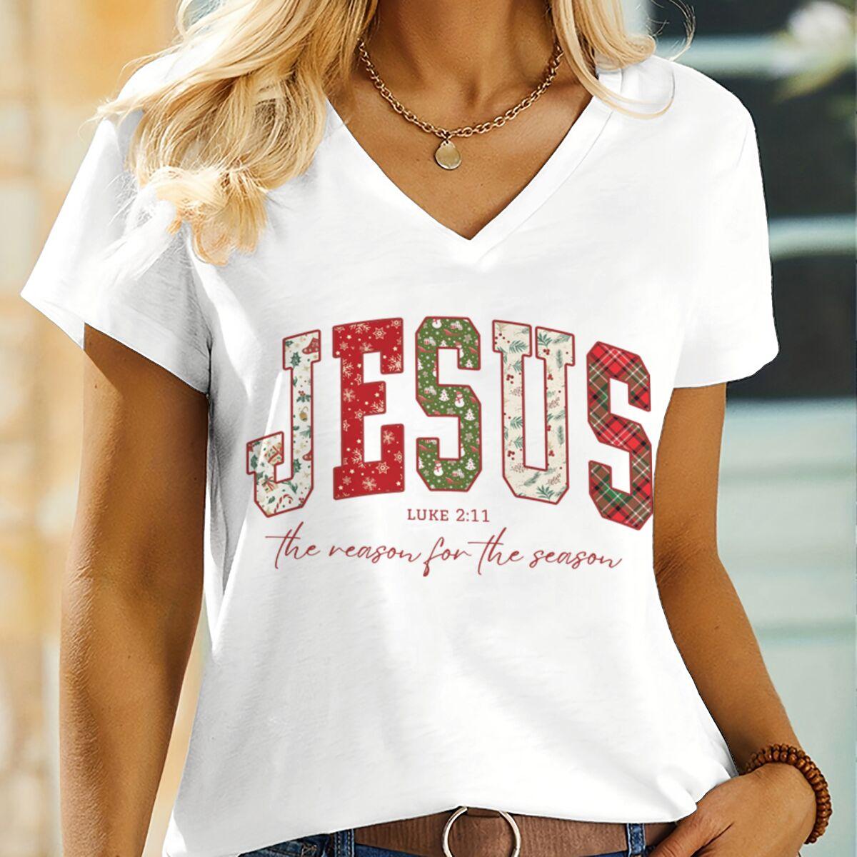 Women s Casual T-Shirt Colorful Letter Print Jesus The Way The Truth The Life Design Ladies T-Shirts Short Sleeve V-neck Tee XL
Women s Casual T-Shirt Colorful Letter Print Jesus The Way The Truth The Life Design Ladies T-Shirts Short Sleeve V-neck Tee XL