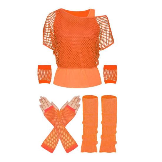 Women 80s 90s Neon Party Outfit Sexy Fishnet One Shoulder T-Shirt Gloves Cuffs Leg Warmers for Theme Party Carnival Fancy Dress Costume M помаранчевий
Women 80s 90s Neon Party Outfit Sexy Fishnet One Shoulder T-Shirt Gloves Cuffs Leg Warmers for Theme Party Carnival Fancy Dress Costume M помаранчевий