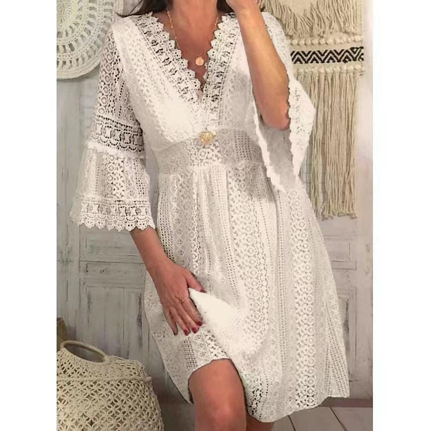 2024 Spring V-neck Lace Flared Sleeve Evening Dress XXXL
2024 Spring V-neck Lace Flared Sleeve Evening Dress XXXL