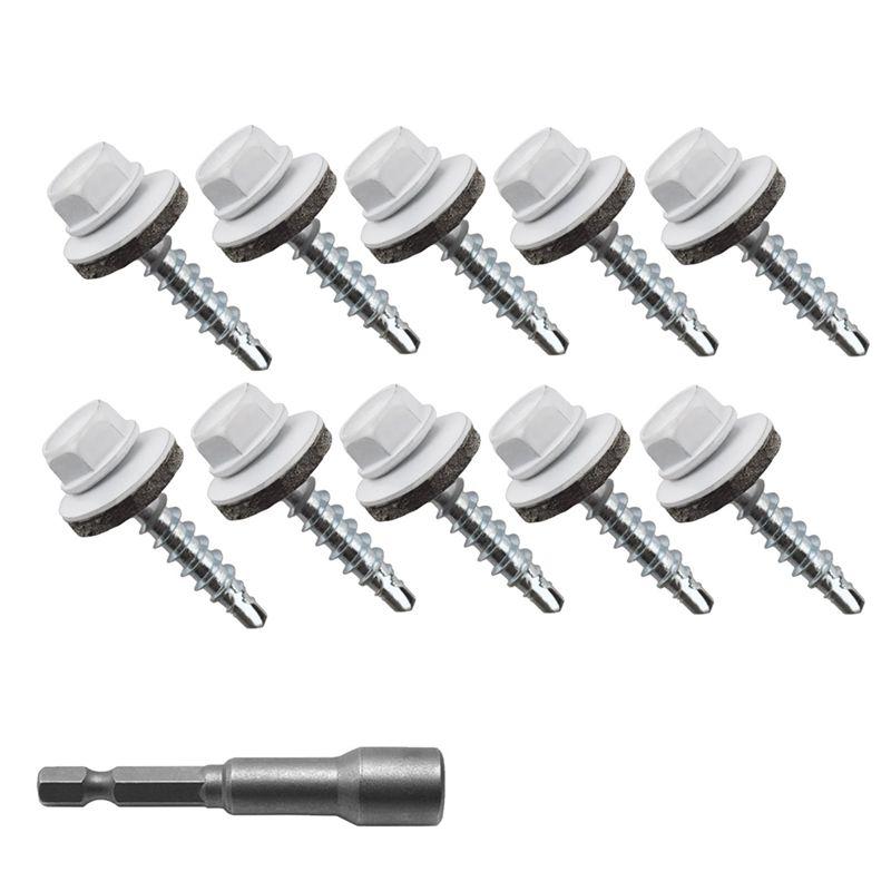 AEE4-300Pcs 10X1 Hex Heads Self-Drilling Metal Roofing Screws, EPDM Washer,Sheet Metal Roof Screw With Hex Driver Bit білий
AEE4-300Pcs 10X1 Hex Heads Self-Drilling Metal Roofing Screws, EPDM Washer,Sheet Metal Roof Screw With Hex Driver Bit білий
