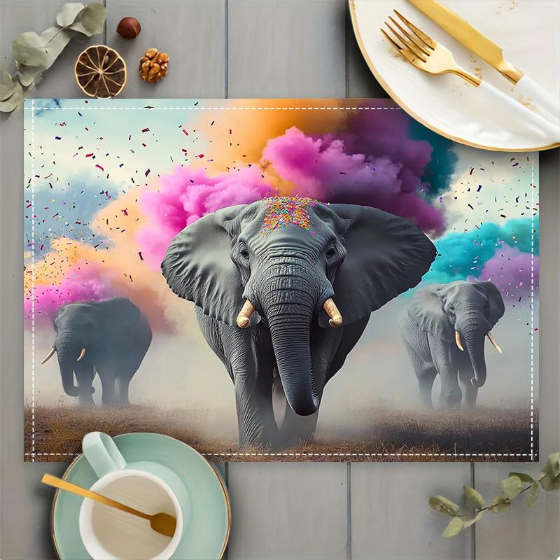 6PC Elephant Carnival Placemats (2D print)The sky was covered with pastels. Comfortable Table for Kitchen DINING 6PC 30X45cm
6PC Elephant Carnival Placemats (2D print)The sky was covered with pastels. Comfortable Table for Kitchen DINING 6PC 30X45cm