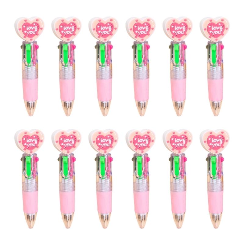 12Pcs Heart Shape Multicolor Ballpoint Pen 4-Color-in-1 Retractable Multicolor Pen for Student Valentines Exchange Gift
12Pcs Heart Shape Multicolor Ballpoint Pen 4-Color-in-1 Retractable Multicolor Pen for Student Valentines Exchange Gift