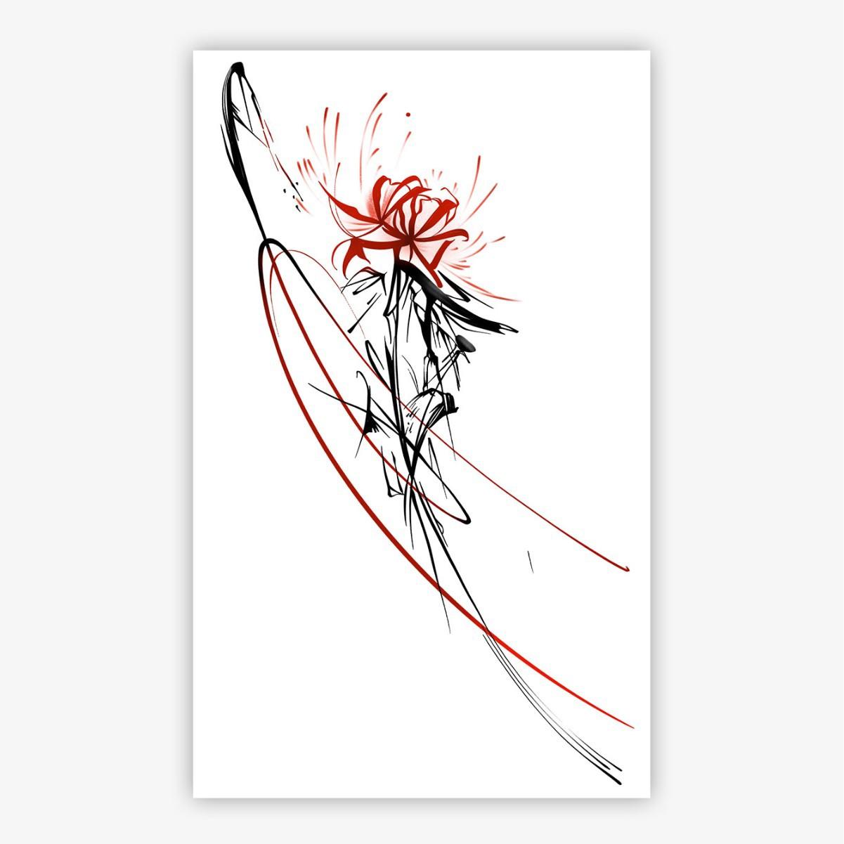 Red And Black Flower Tattoo Sticker, Waterproof And Long-Lasting, Cool Lines Around The Waist And Abdomen, Simulated Tattoo Sticker. 11*18
Red And Black Flower Tattoo Sticker, Waterproof And Long-Lasting, Cool Lines Around The Waist And Abdomen, Simulated Tattoo Sticker. 11*18
