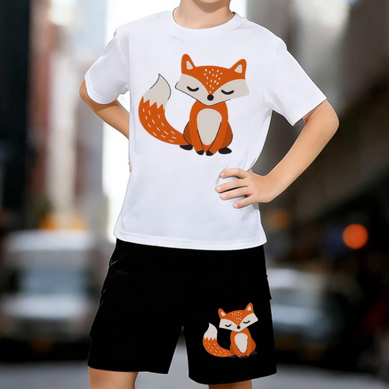 Boys 2 Piece Cartoon Fox Print Outfit, Short Sleeve T-Shirt and Shorts Set for Kids Age 5-14, Black and White Sporty Casual Summer Clothes 13-14 Years
Boys 2 Piece Cartoon Fox Print Outfit, Short Sleeve T-Shirt and Shorts Set for Kids Age 5-14, Black and White Sporty Casual Summer Clothes 13-14 Years