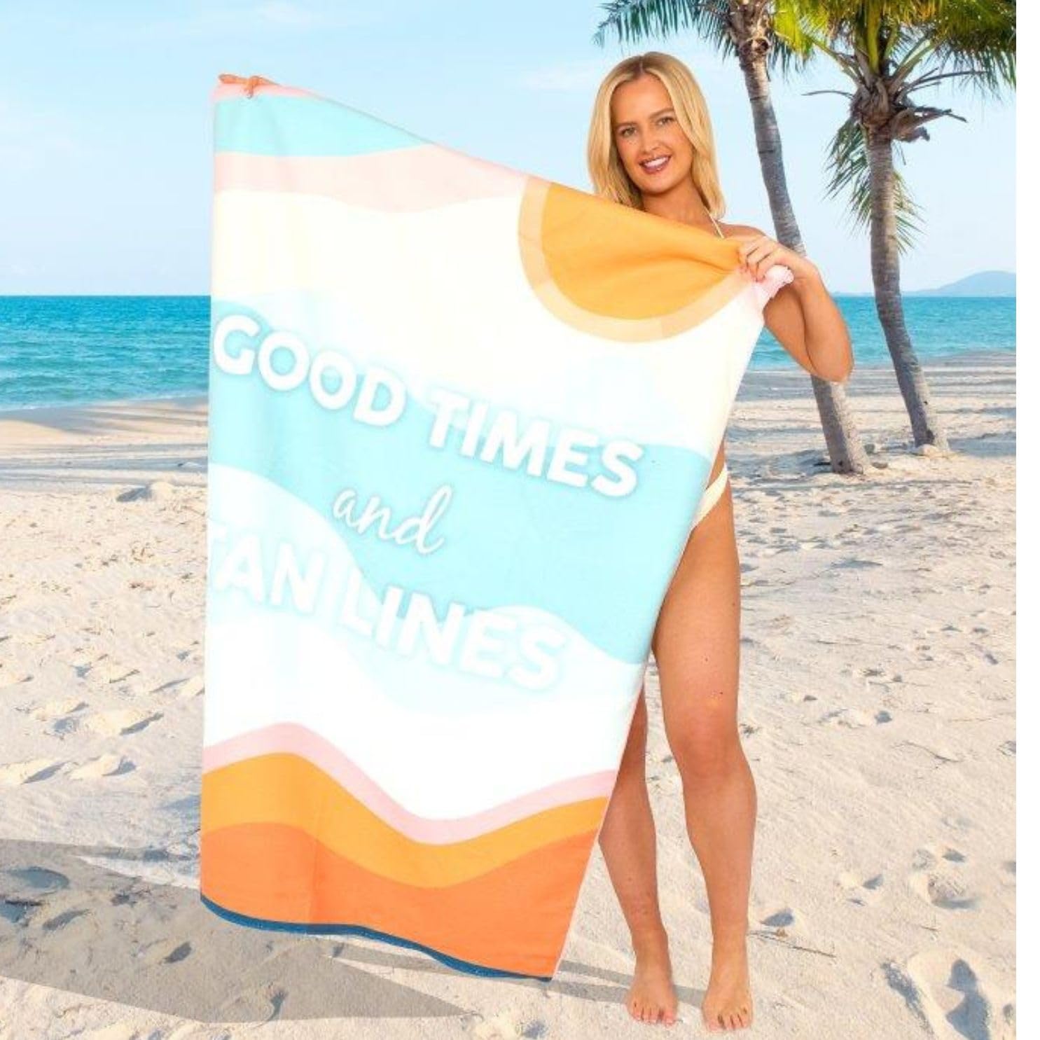 Good Times and Tan Lines Retro Wave Beach Towel Extra Large Quick Dry Microfiber Sand Free for Pool Travel Washable W30*H60(CM)
Good Times and Tan Lines Retro Wave Beach Towel Extra Large Quick Dry Microfiber Sand Free for Pool Travel Washable W30*H60(CM)